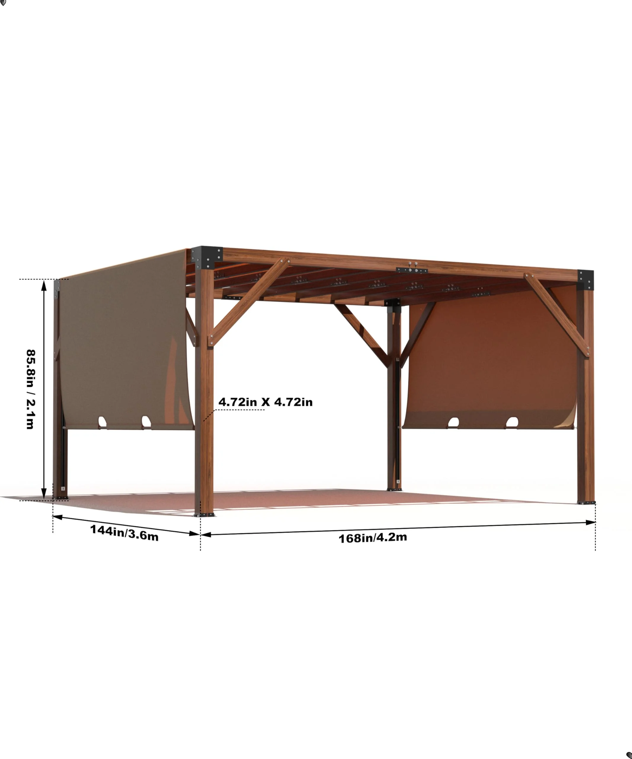 Garvee 10 x 10 feet Wood Pergola, Retractable Shade Canopy, Oak Color