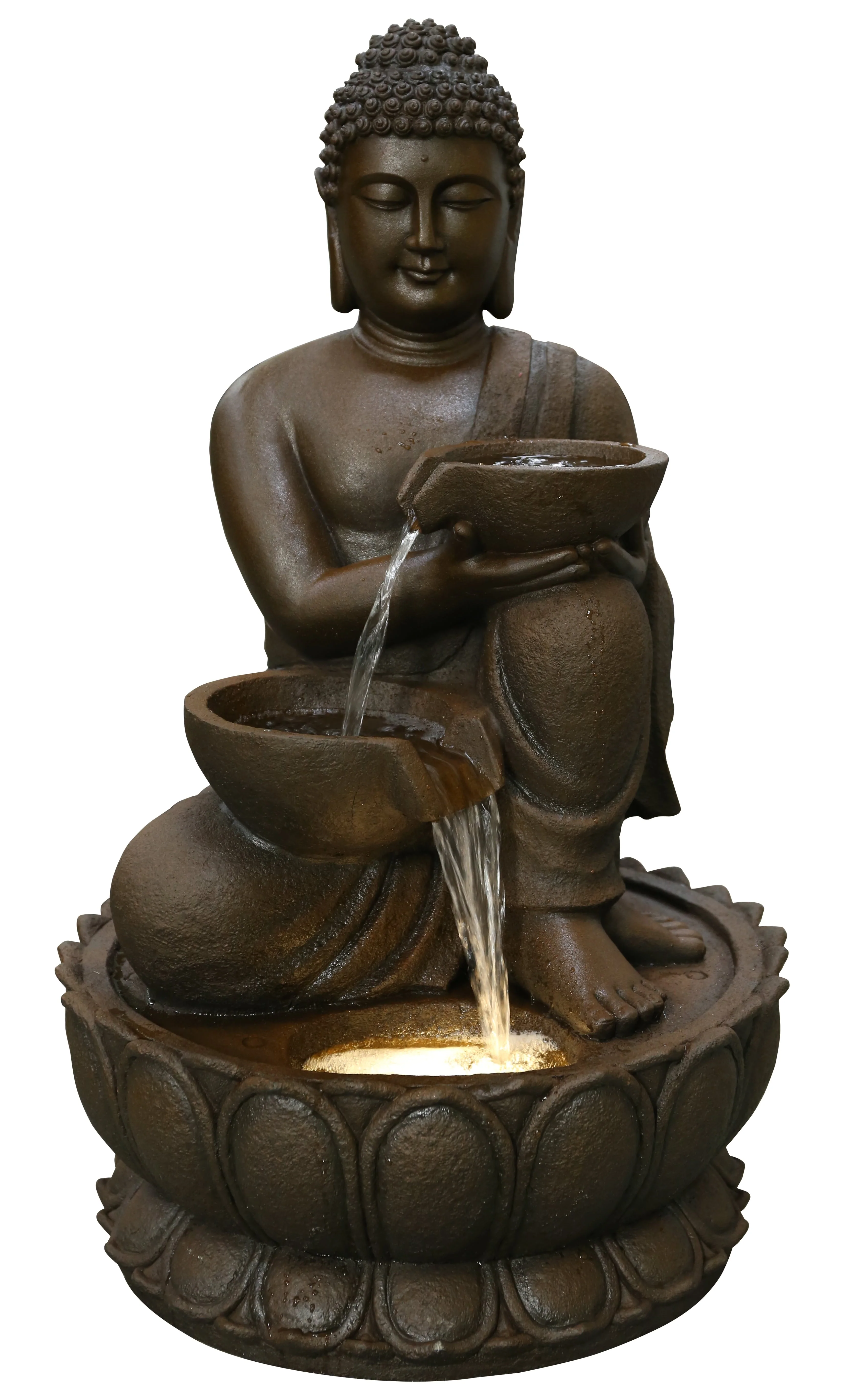 Large Buddha Fountain with Warm White LED