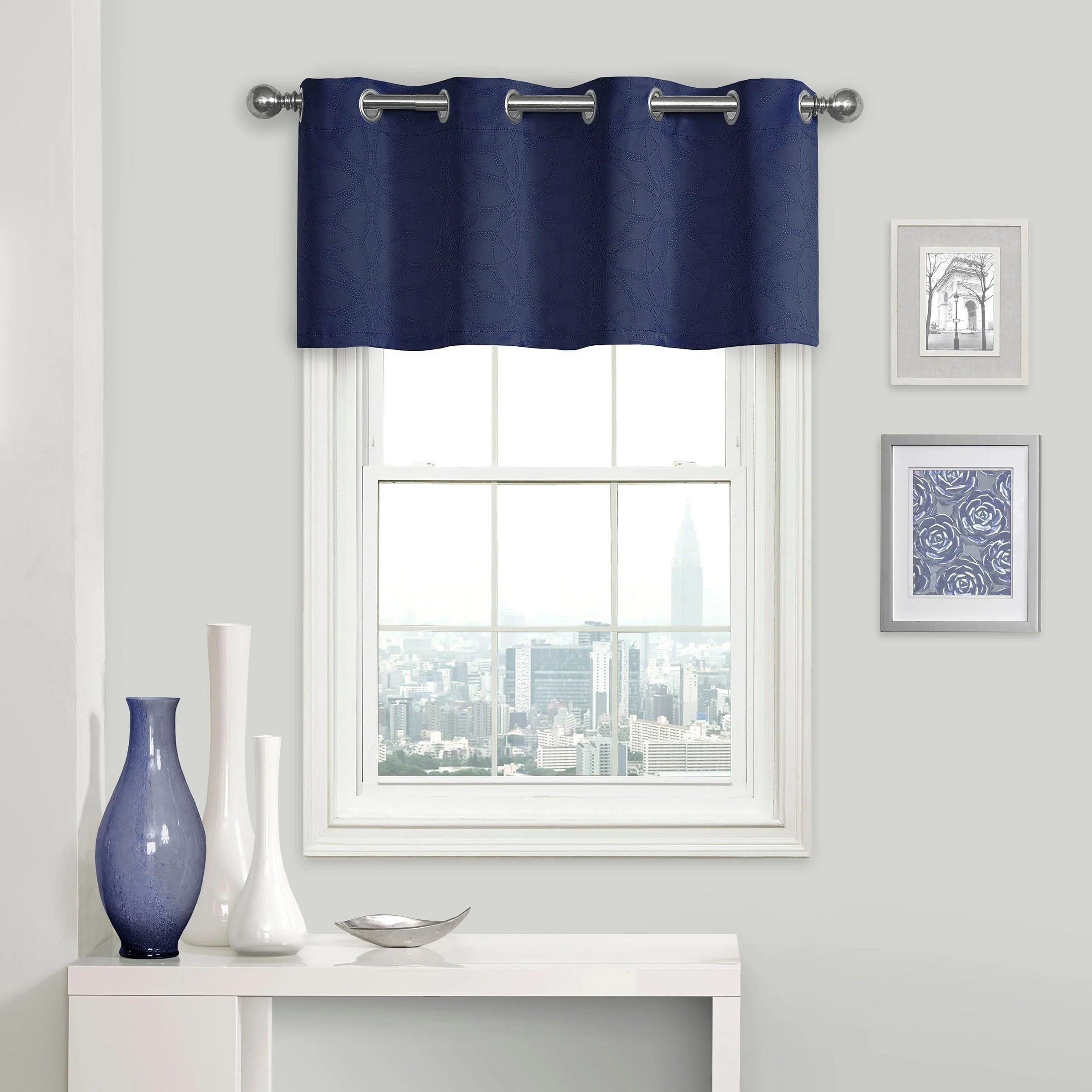Eclipse Kingston Pinsonic Blackout Therma Weave Valance, Smoke Gray, 52 X 18 In