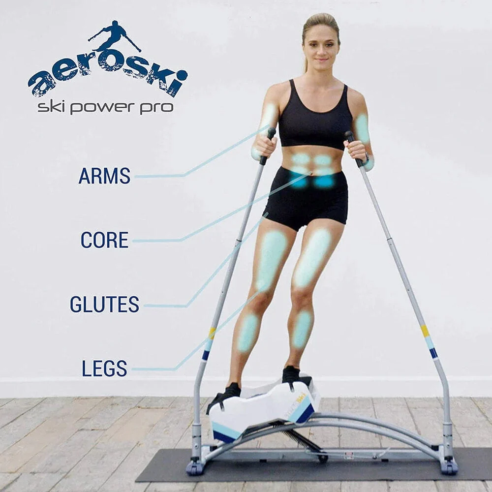 Aeroski Ski Fitness Workout Machine With Recoil Spring Resistance, Gray - 2.0