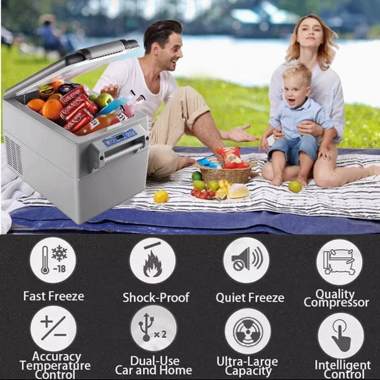 KAPAS Portable Compressor Refrigerator Freezer, 32L (34 Quarts), DC 12/24V