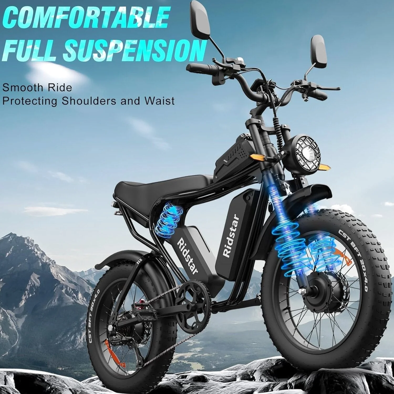 Electric Bike 2000W 52V 30-180 Miles All-Terrain Fat Tire E-Bike – Q20