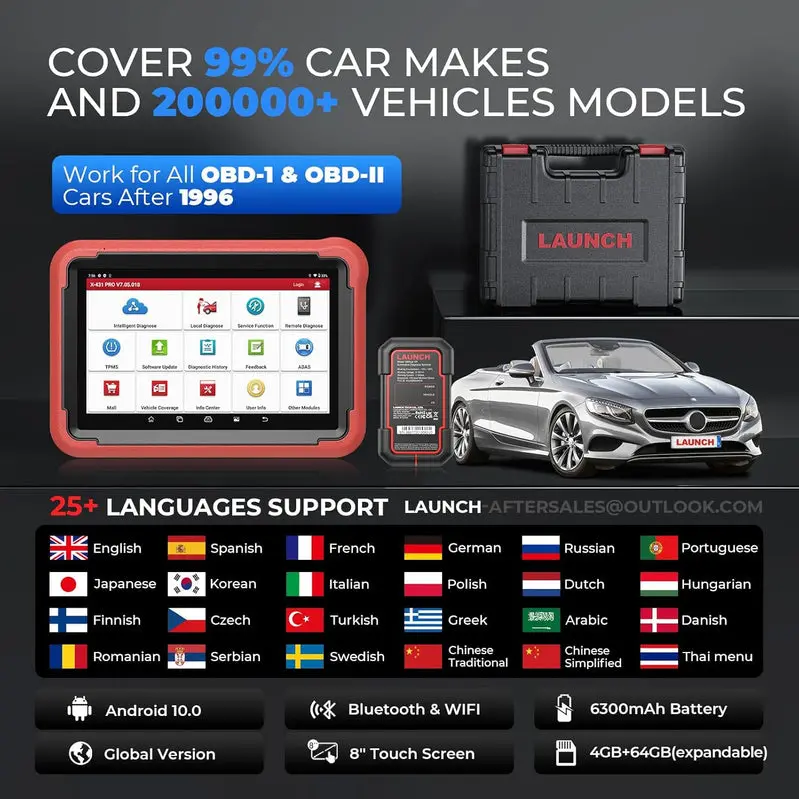 LAUNCH Advanced Scan Tool With CANFD Support, 37+ Reset Functions - X431 V+ 5.0
