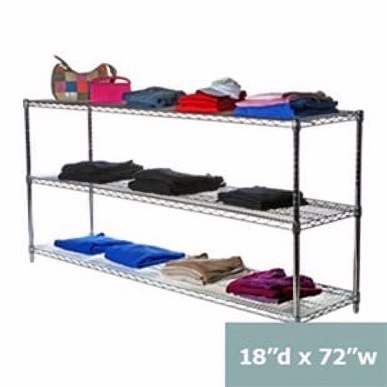 Shelving Inc. 18" d x 18" w Chrome Wire Shelving with 3 Shelves