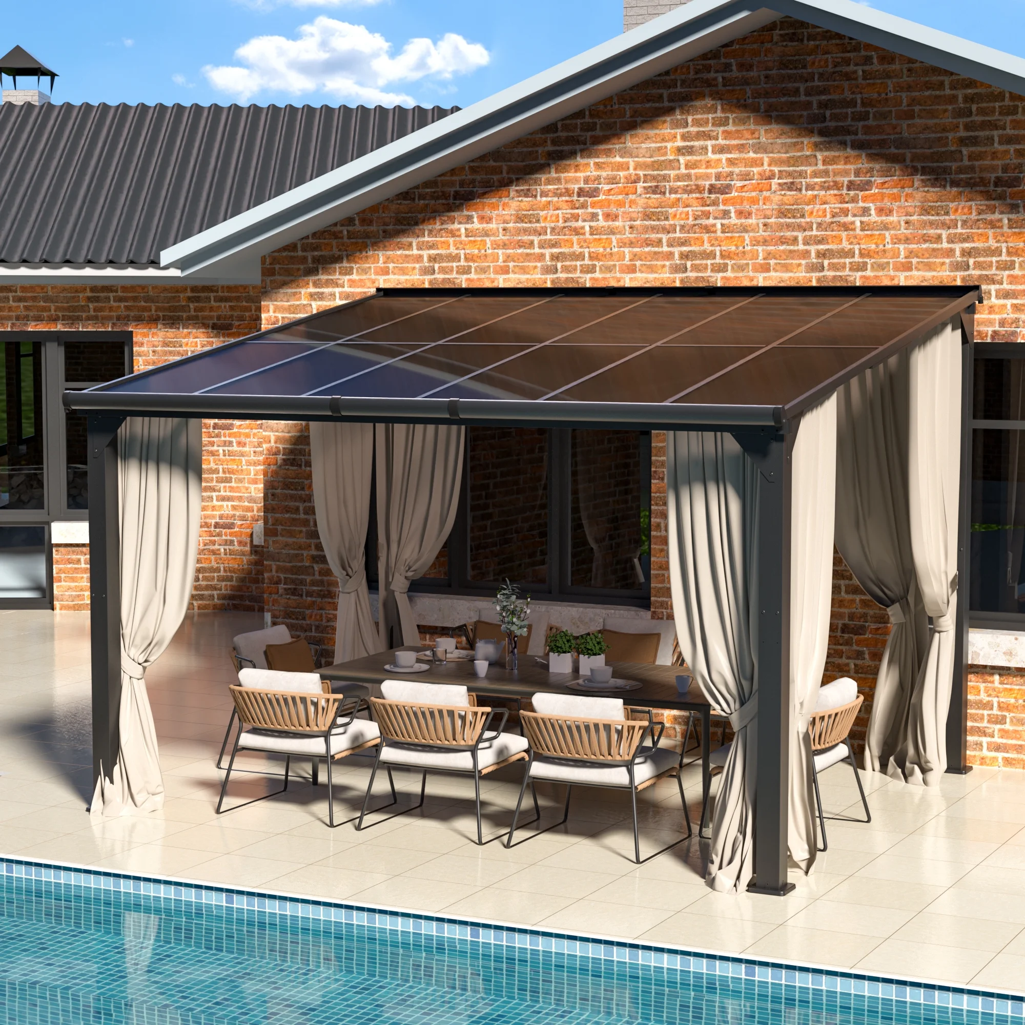 Jaxpety 14 x 10 ft. Hardtop Gazebo Outdoor Awnings for Patio, Backyard, Porch