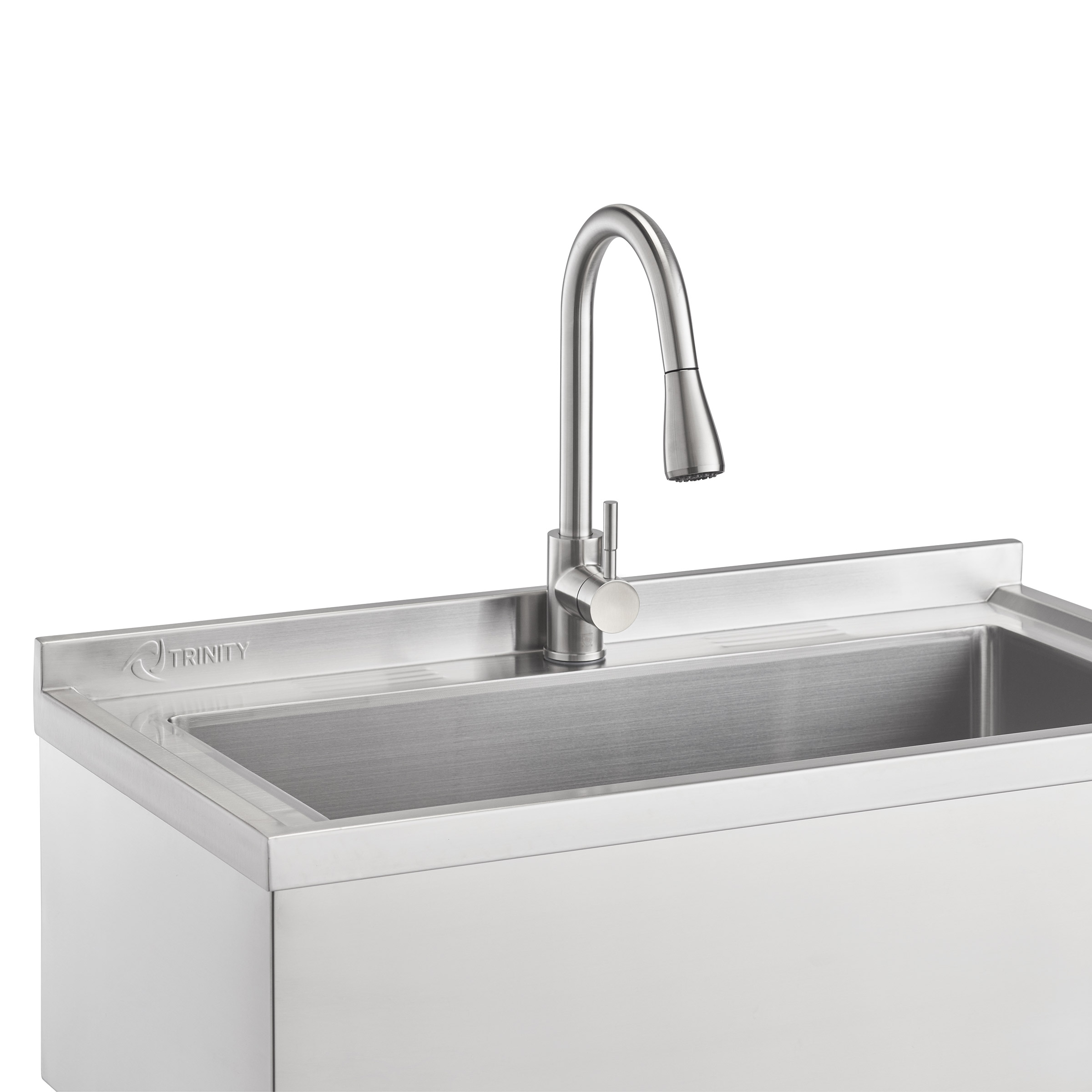 TRINITY 30' x 14' Basin Stainless Steel Utility Sink with Pull-down Faucet