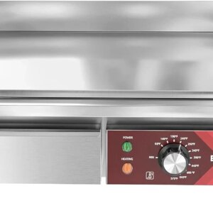 14 Inch Electric Griddle, Non-Stick Flat Top Grill Commercial Electric Countertop Griddles Stainless Steel Adjustable Temperature Control 90F-575F for Home or Restaurant Use