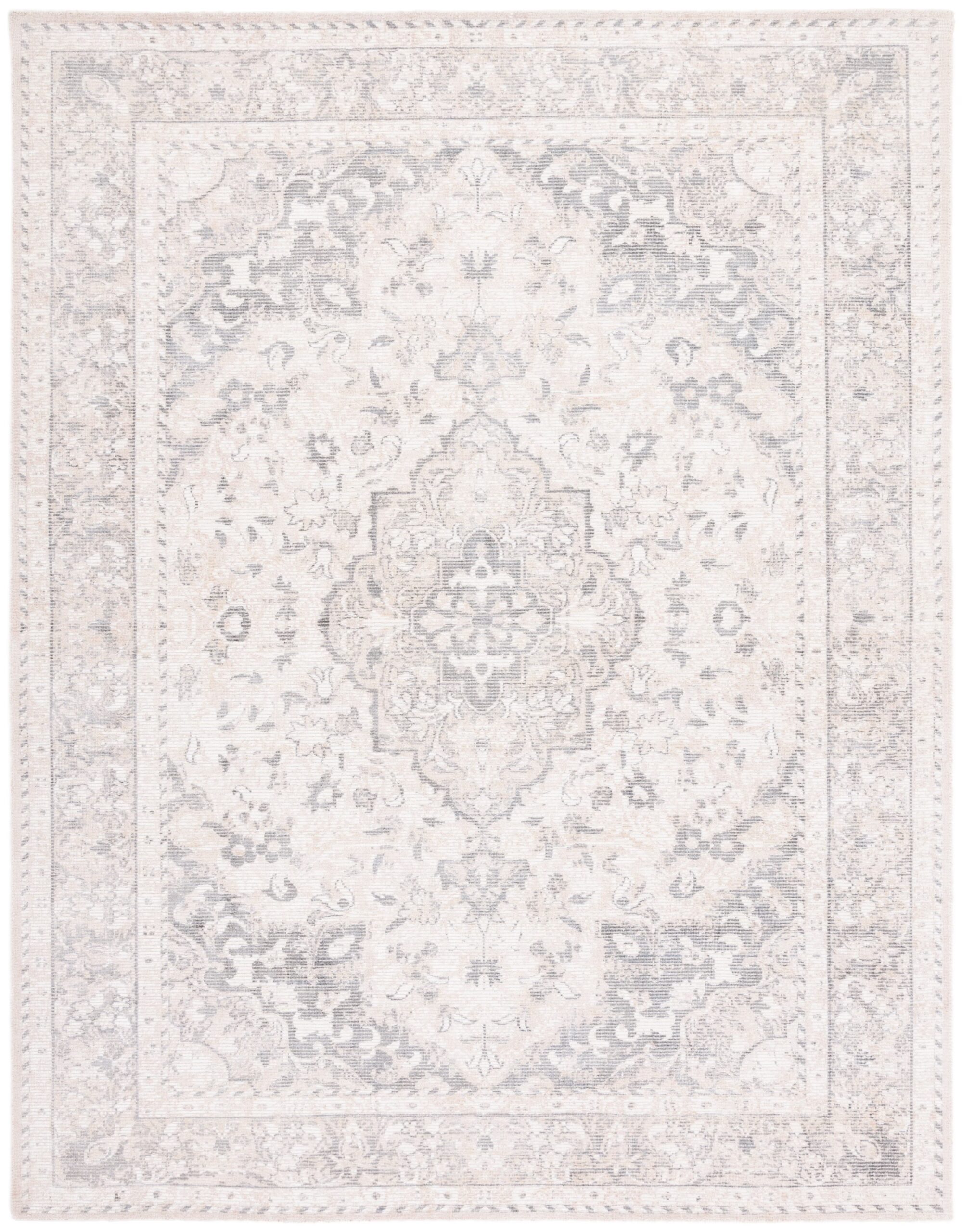 SAFAVIEH Restoration Vintage April Medallion Area Rug, Grey/Ivory, 8′ x 10′