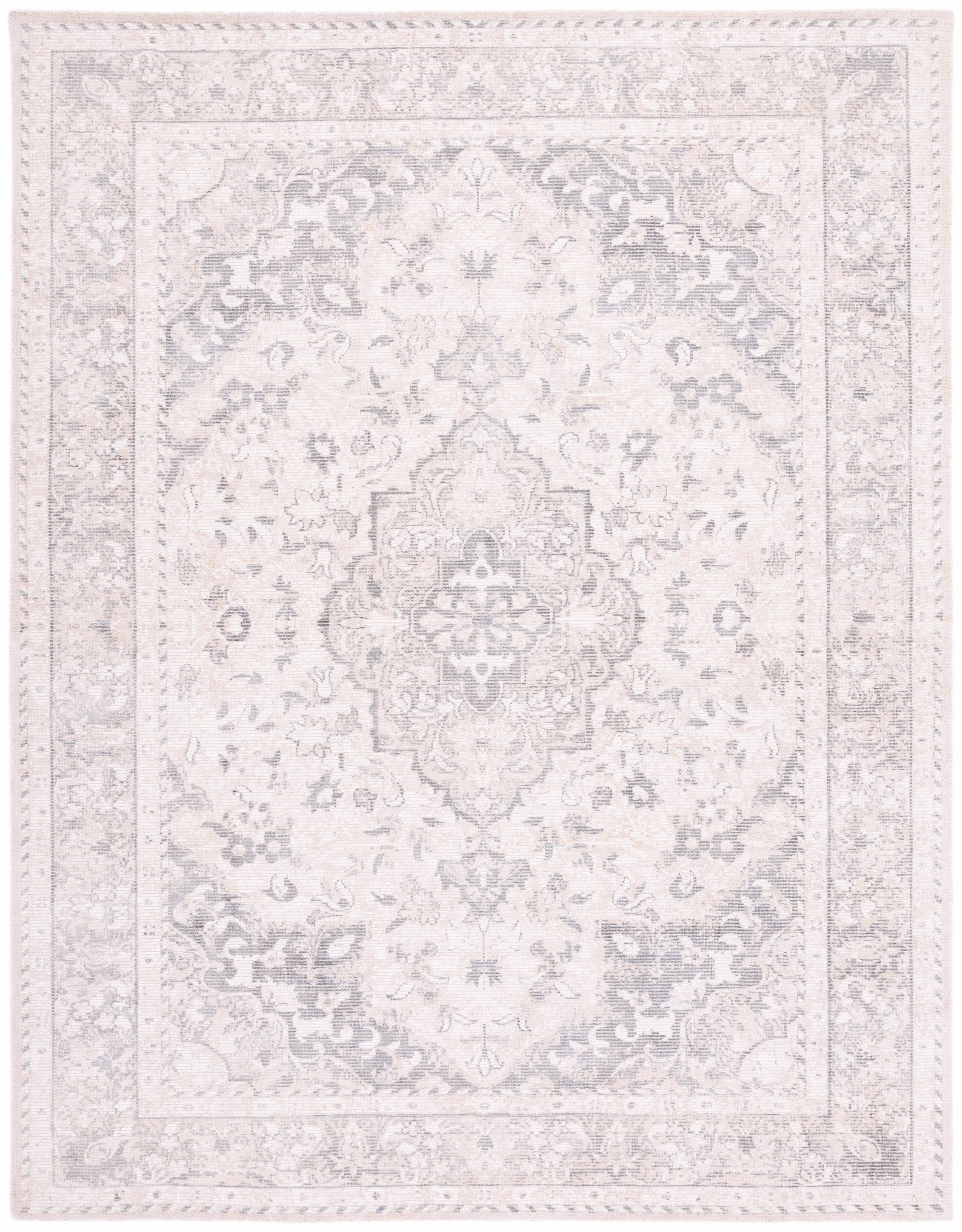 SAFAVIEH Restoration Vintage April Medallion Area Rug, Grey/Ivory, 8′ x 10′