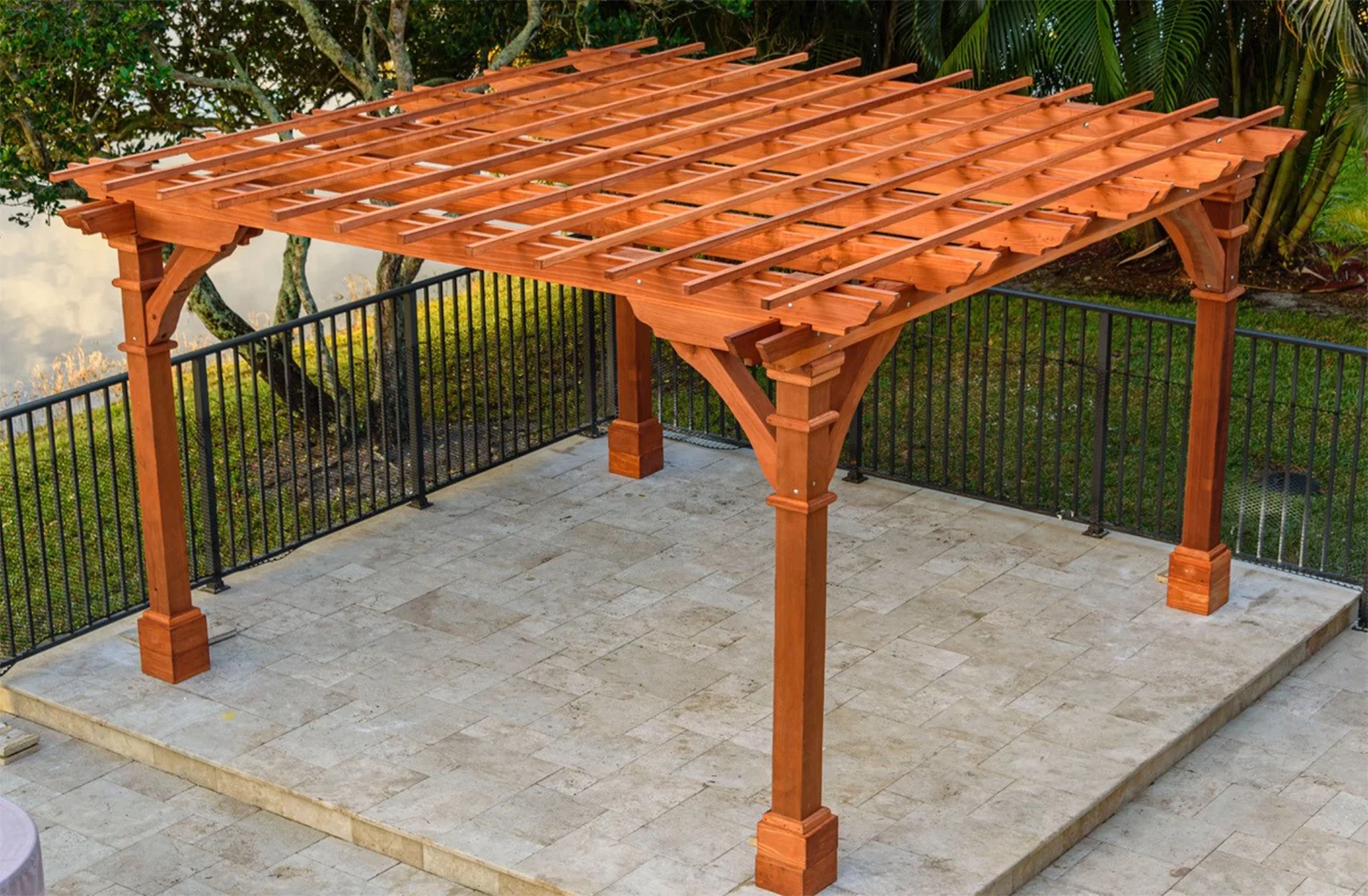 14 ft. x 14 ft. Pacific Redwood Double Beam Premium Pergola