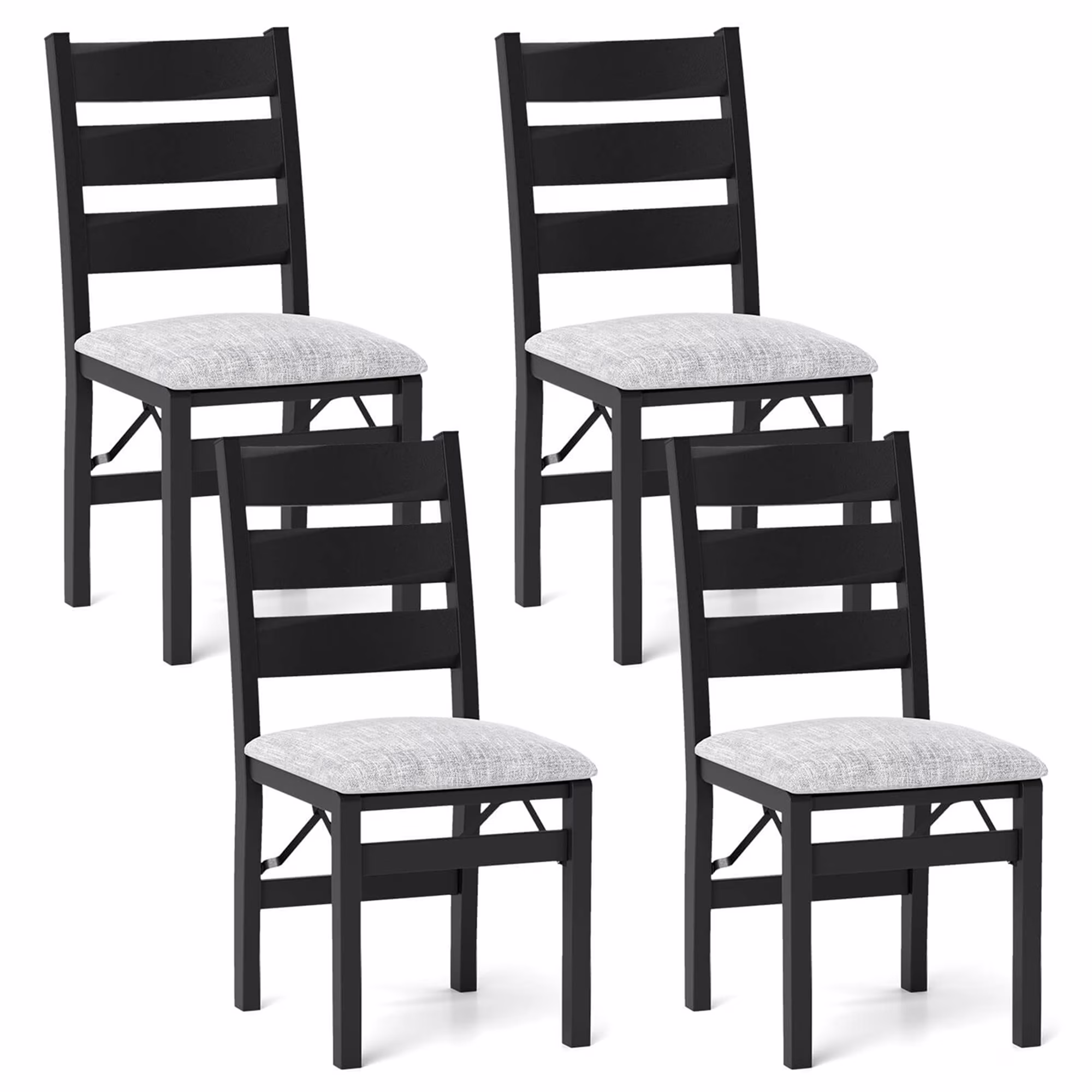 Costway Folding Chairs Set of 2 Modern Upholstered Chairs with Comfy Backrest & Padded Seat