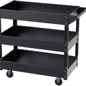 XERATH Steel 3-Shelf Multipurpose Utility/Supply/Service/Tool Cart Great for Garage, Warehouse, Cleaning, Office & Workplace [Assembled Size: 30 (L) x 16 (W) x 30.5 (H) inch]