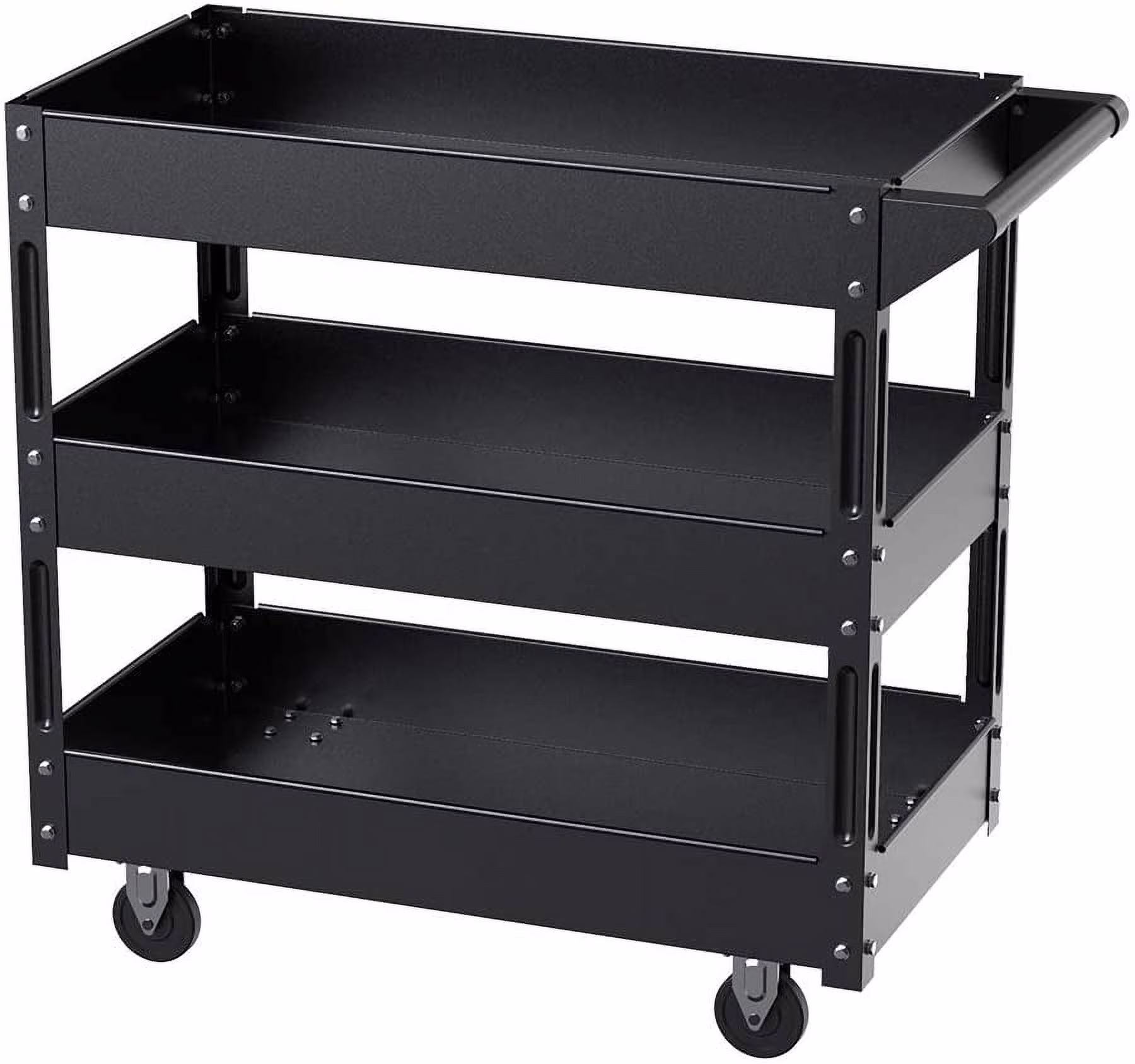 XERATH Steel 3-Shelf Multipurpose Utility/Supply/Service/Tool Cart Great for Garage, Warehouse, Cleaning, Office & Workplace [Assembled Size: 30 (L) x 16 (W) x 30.5 (H) inch]