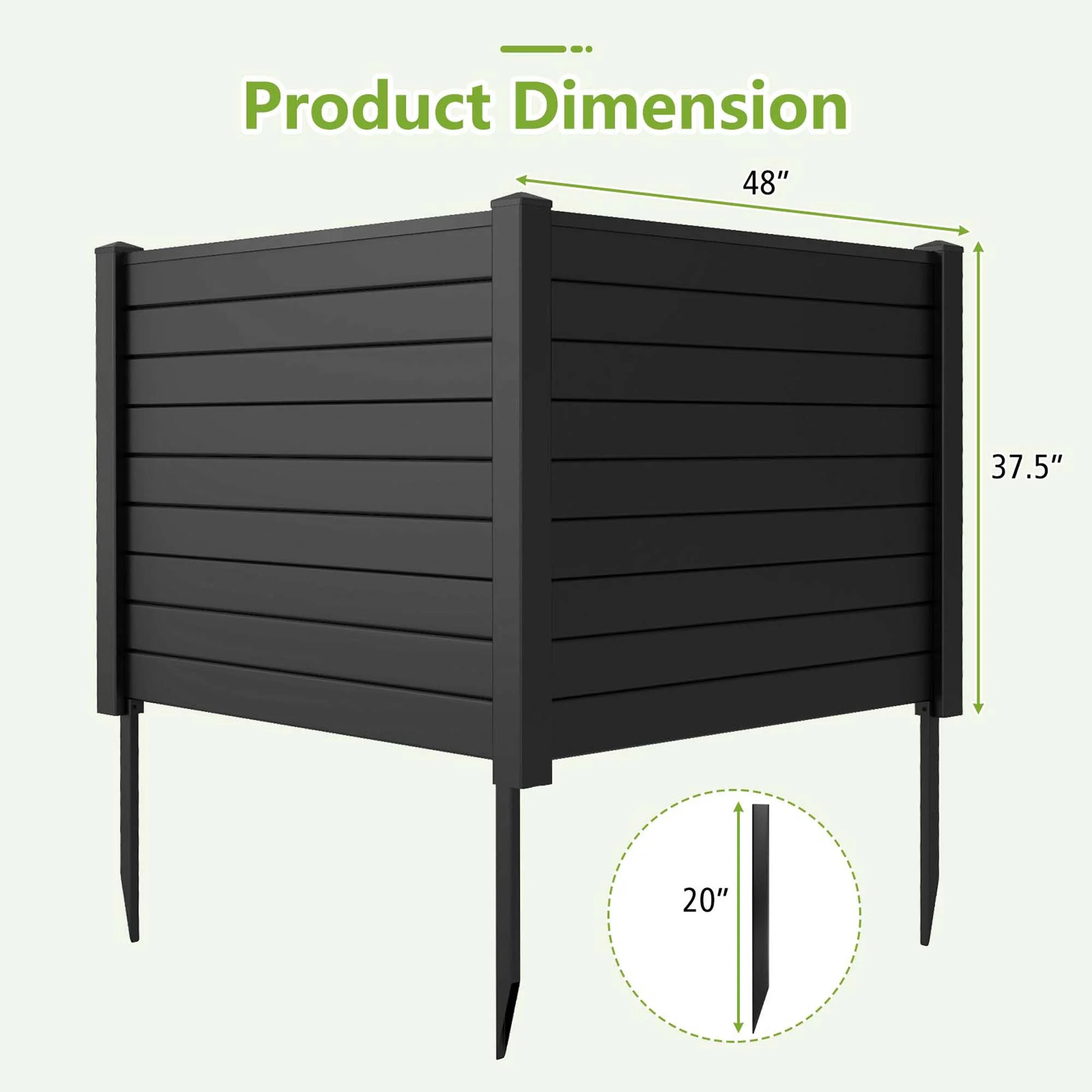 Costway 48"L x 37.5"H Air Conditioner Fence with 3 Ground Stakes