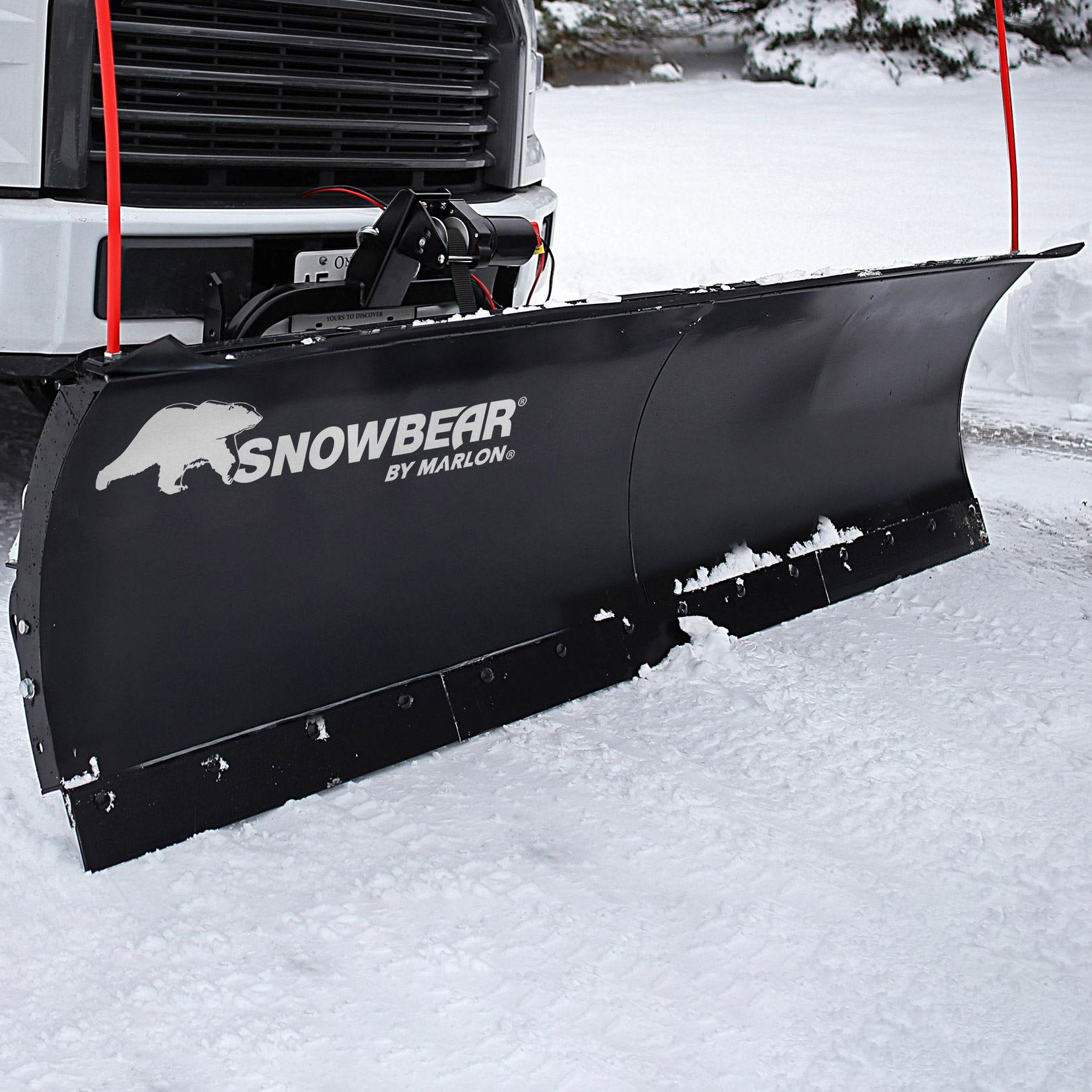 SnowBear UNIVERSAL 82-Inch x 19-Inch Hitch-Mounted Winch Driven Snowplow