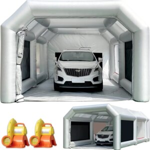 WARSUN Inflatable Paint Booth With Air Filter System, 28X15X10Ft, 950W+750W Blowers