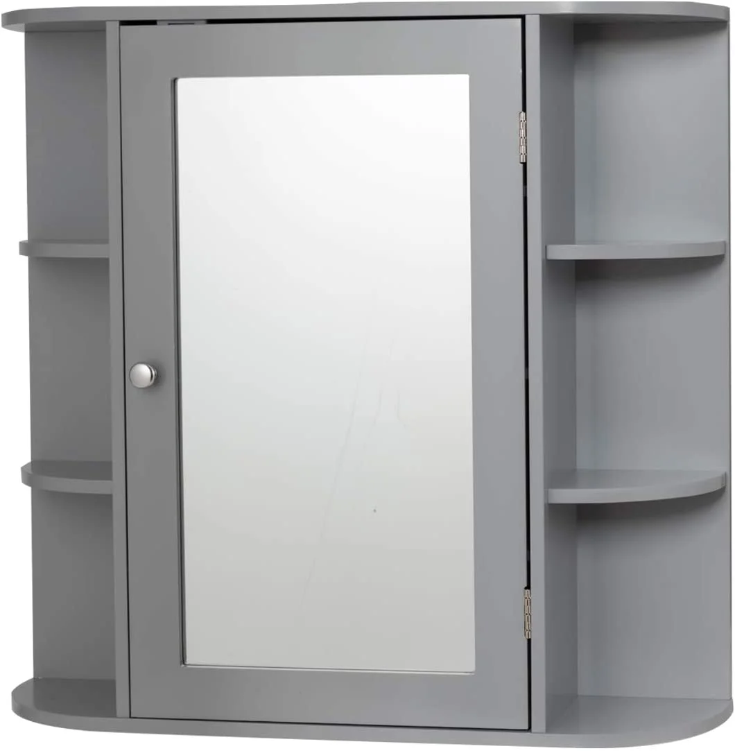 Giantex Bathroom Mirror Cabinet, Modern Wall Cabinet with Mirror, Medicine Cabinet with Mirror, Ideal for Bathroom, Dressing Room or Living Room, 26 x 6.5 x 25 inches (White)