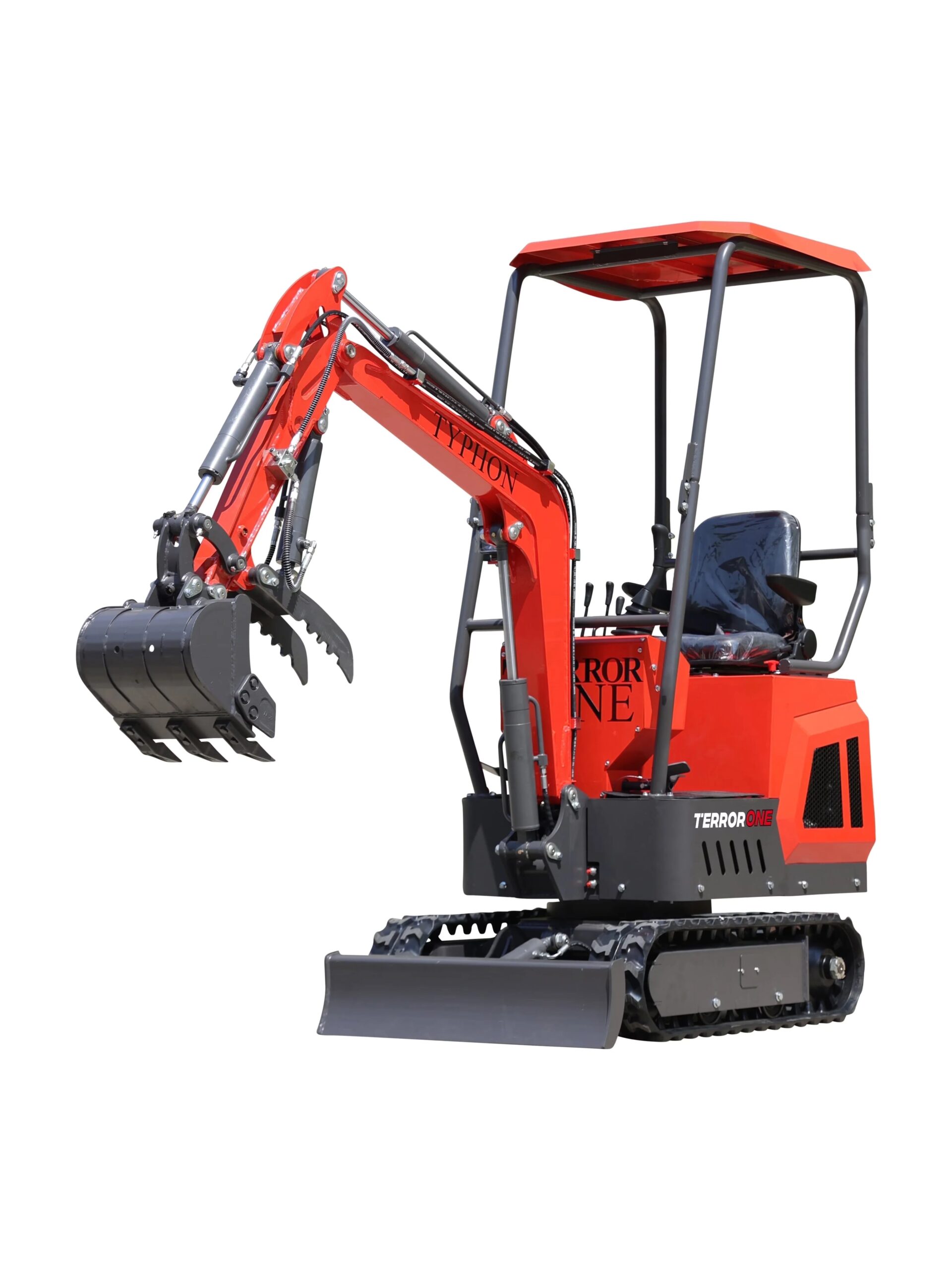 TYPHON 1-Ton Mini Excavator With Canopy, Hydraulic Thumb And 13.5hp Engine – TERROR ONE STORM