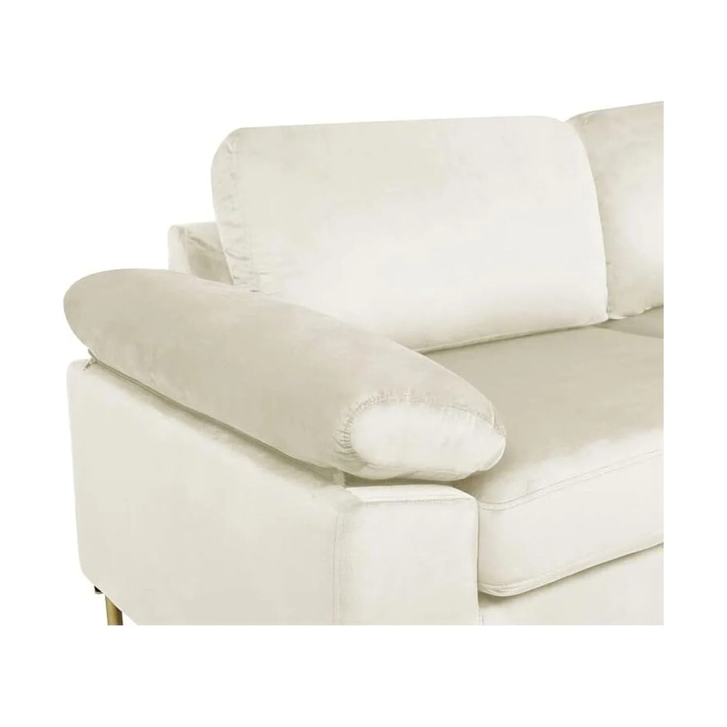 HomeStock Luxe Modern Velvet L-Shape Sectional Sofa with Square Padded Armrests, Solid Pattern Upholstery - 51.6"D x 101.2"W x 33.1"H, Comfortable and Stylish Seating for Living Room-Color:Gray/Gold