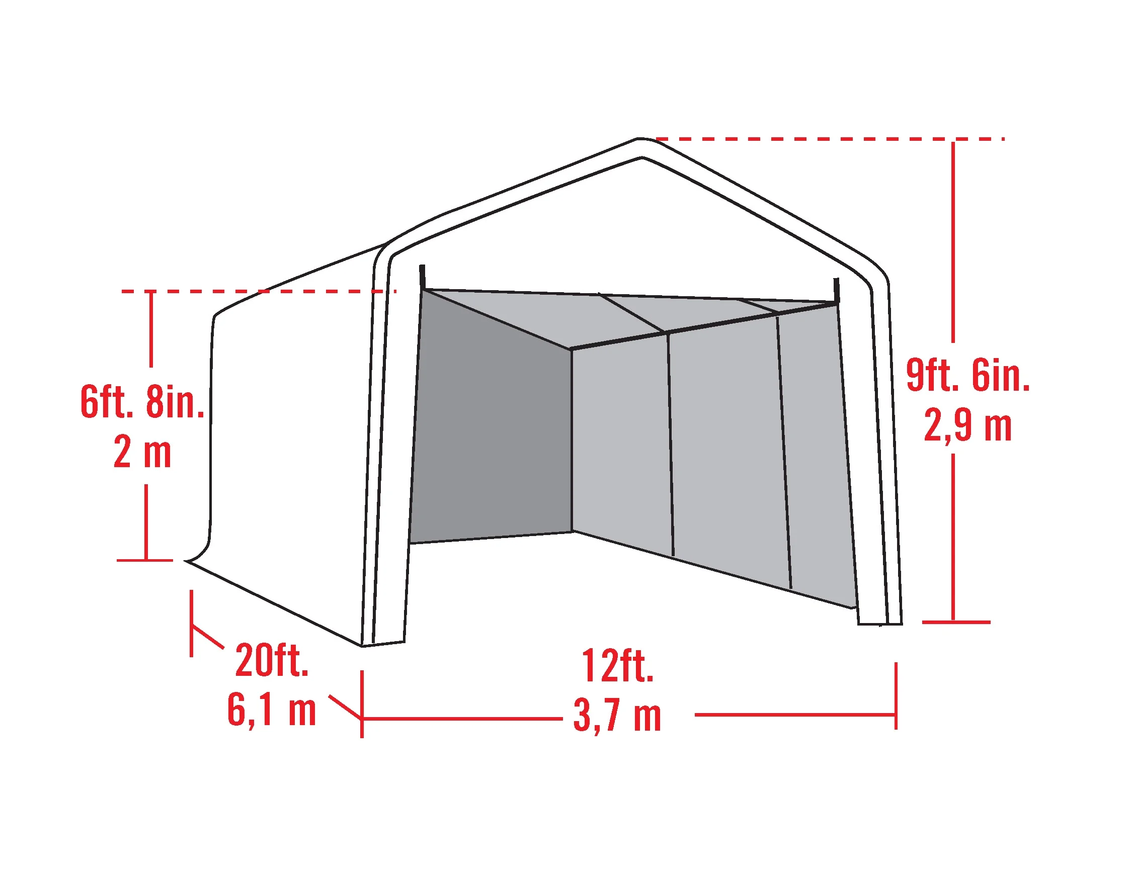 ShelterLogic Canopy Enclosure Kit ONLY for Super Max, 12 x 20 ft, White