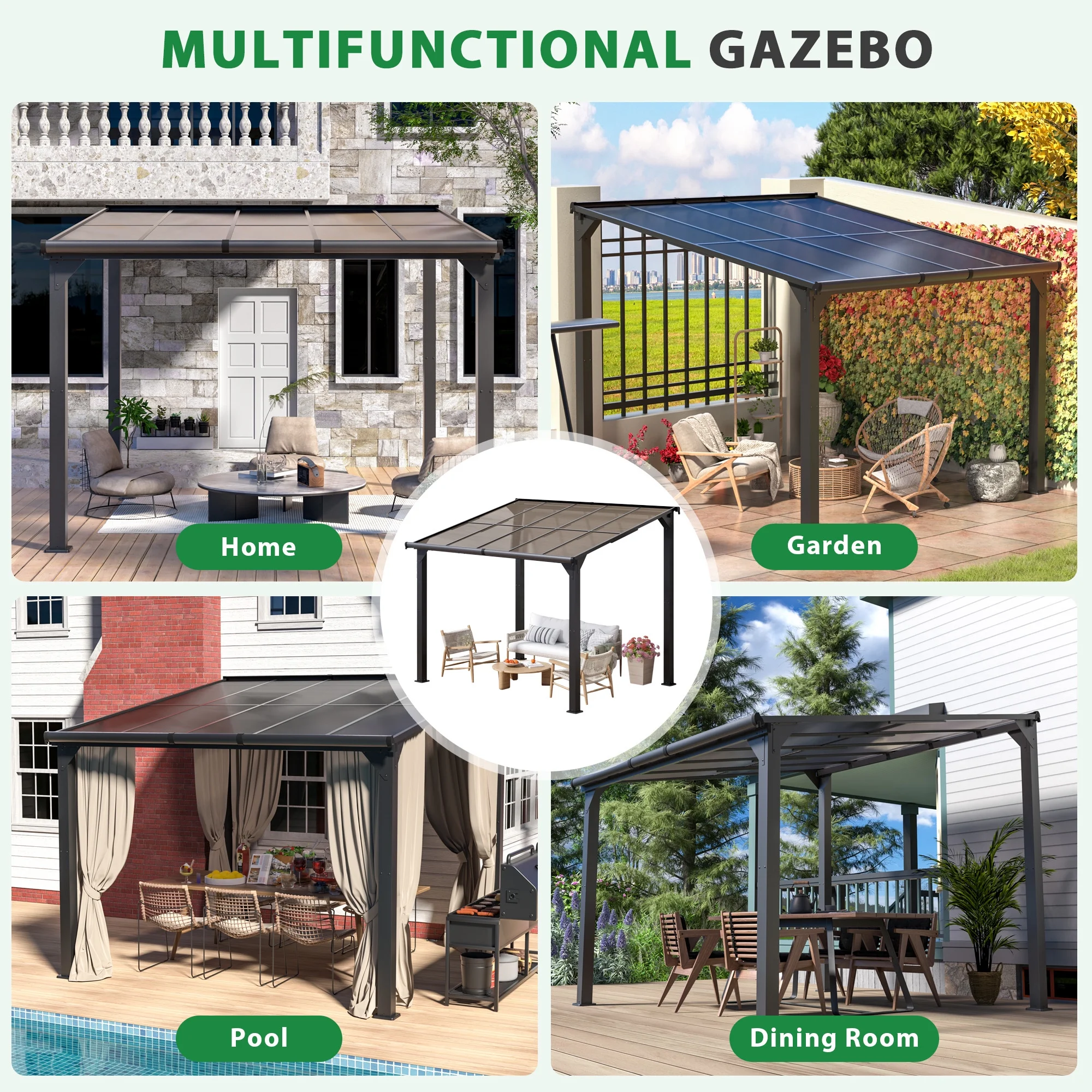 Jaxpety 14 x 10 ft. Hardtop Gazebo Outdoor Awnings for Patio, Backyard, Porch
