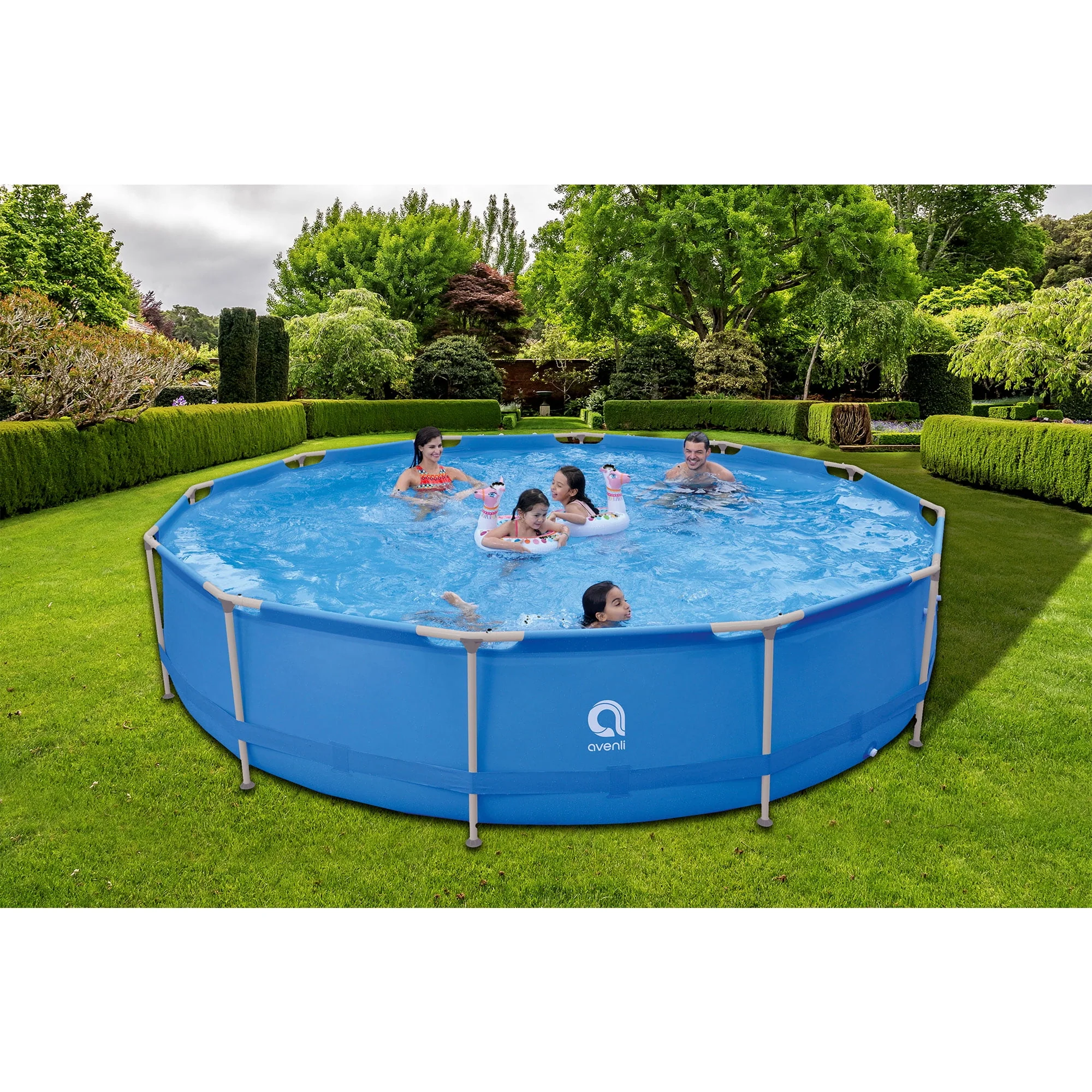 JLeisure Avenli 15 Foot x 36 Inch Steel Frame Above Ground Swimming Pool