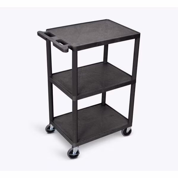 Luxor 18″ x 24″ Three Shelf Flat Utility Cart – Black