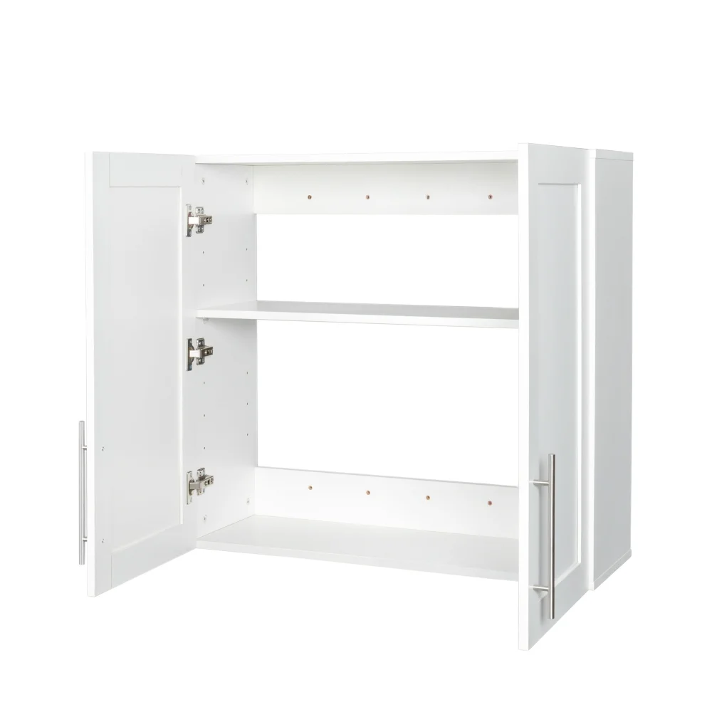 Stackable Wall Cabinet,Hanging Wall Mount Storage Cabinet with Adjustable Shelves and Doors,Sideboard Buffet Cupboard,Console Table,White Wood Finish,11.81 "D x 31.50"W x 29.92 "H