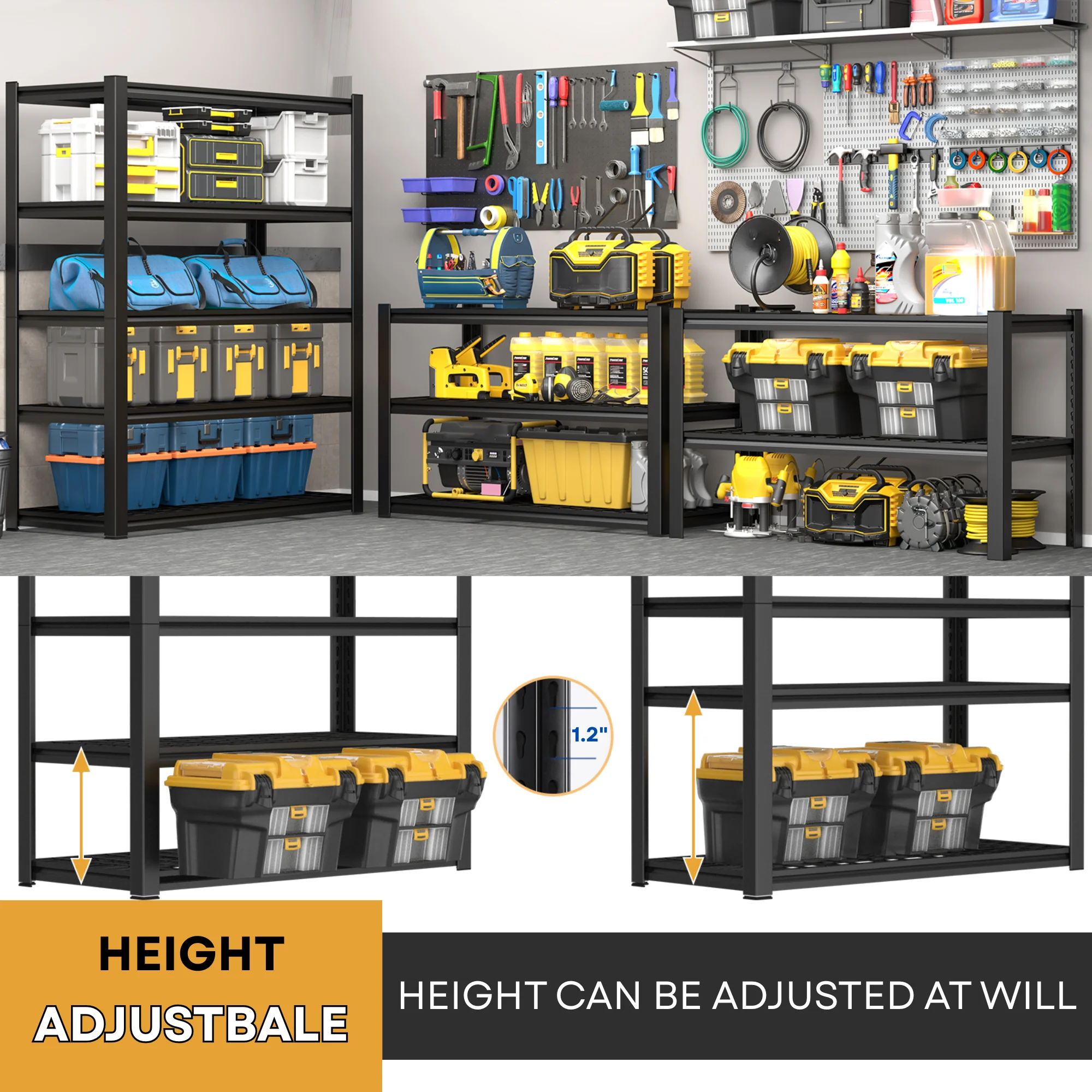 TrumanPick 2200LBS Metal Storage Shelves 40"W x 20"D x 59"H Garage Shelving Units Adjustable Storage Rack Heavy Duty Industrial Shelving