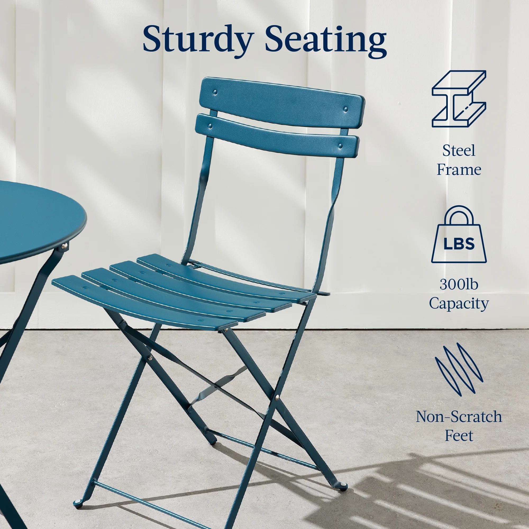 Best Choice Products 3-Piece Small Bistro Set, Folding Patio Furniture Set of 2 Chairs and Table - Black