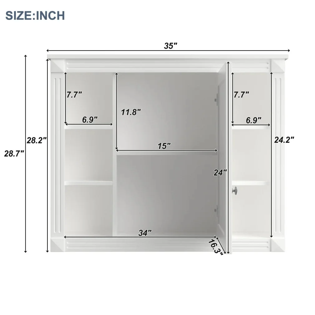 36'' Bathroom Vanity Set With Ceramic Sink Top, Mirror Cabinet, 2 Doors And 2 Drawers - Gray