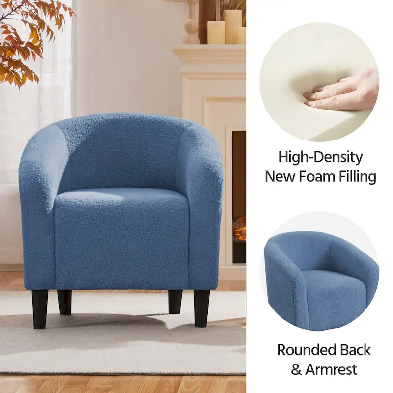Yaheetech Club Chair Accent Barrel Chair Upholstered Arm Chair