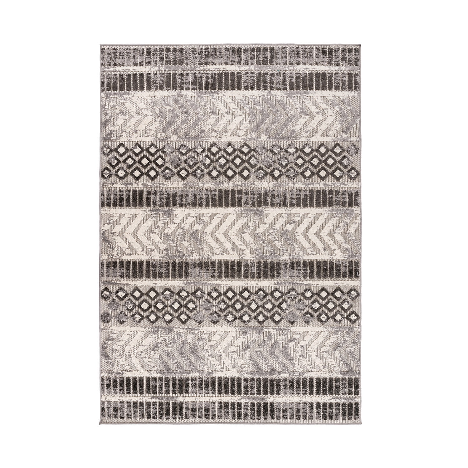 Distressed Geometric Indoor/Outdoor Gray 7′ 10″ x 10′ Area Rug