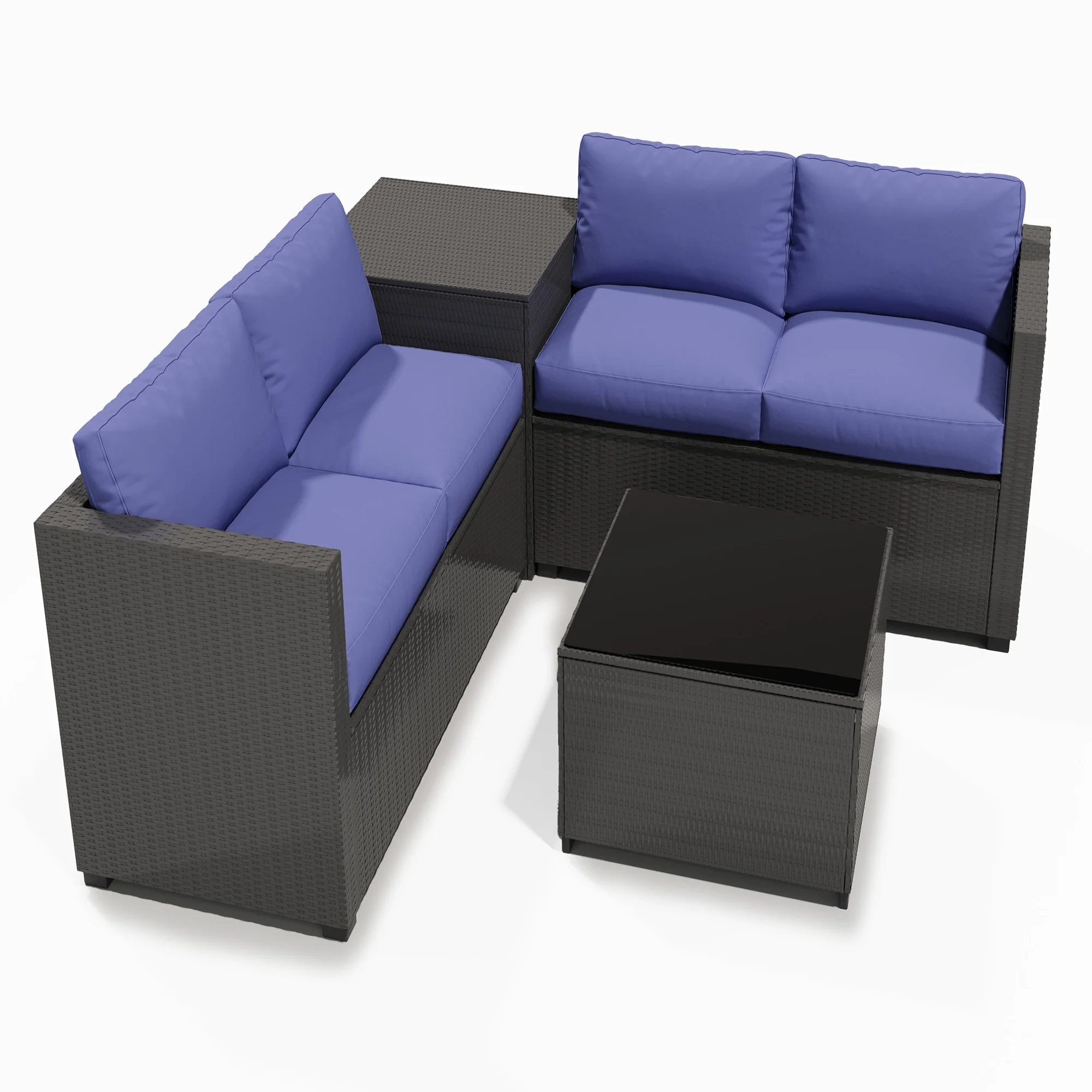 Ainfox 7 Pcs Outdoor Patio Furniture Sofa Set, Grey Rattan Grey Cushion