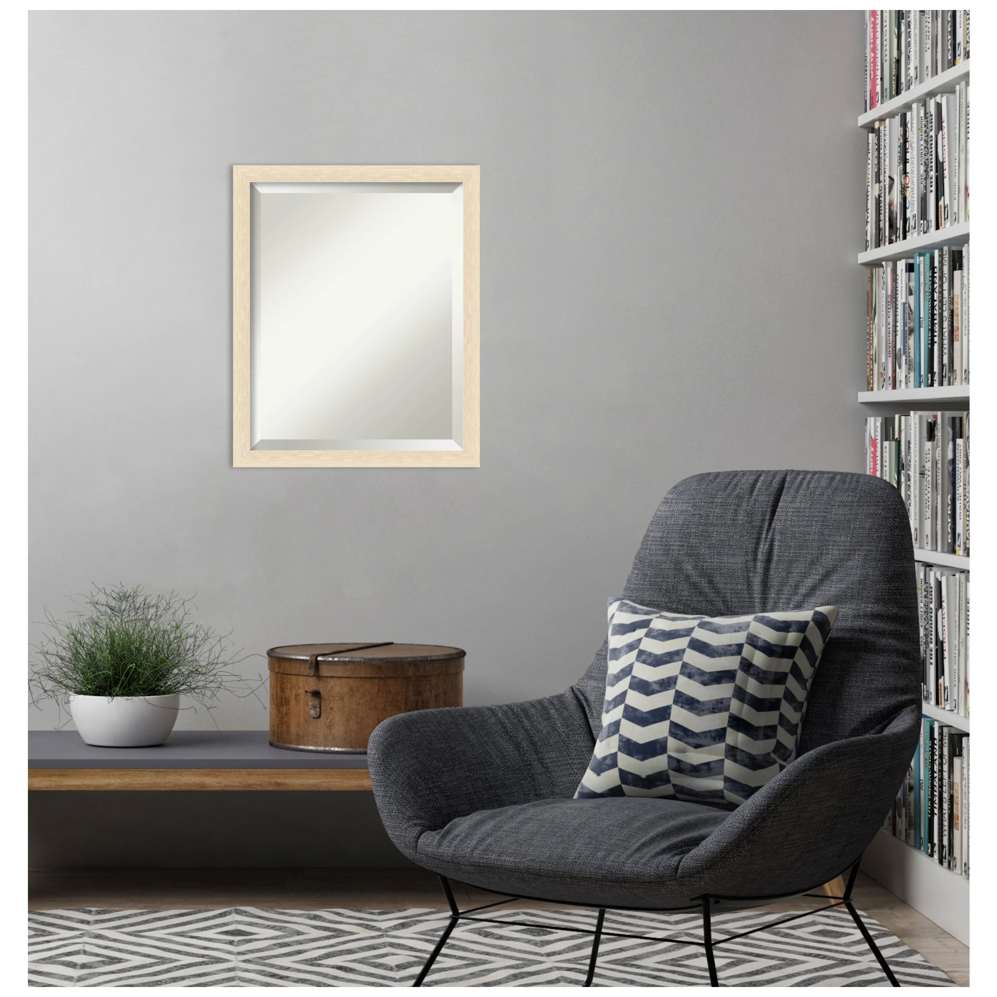 Amanti Art Woodgrain Stripe Beveled Wood Wall Mirror 22 x 18 in.