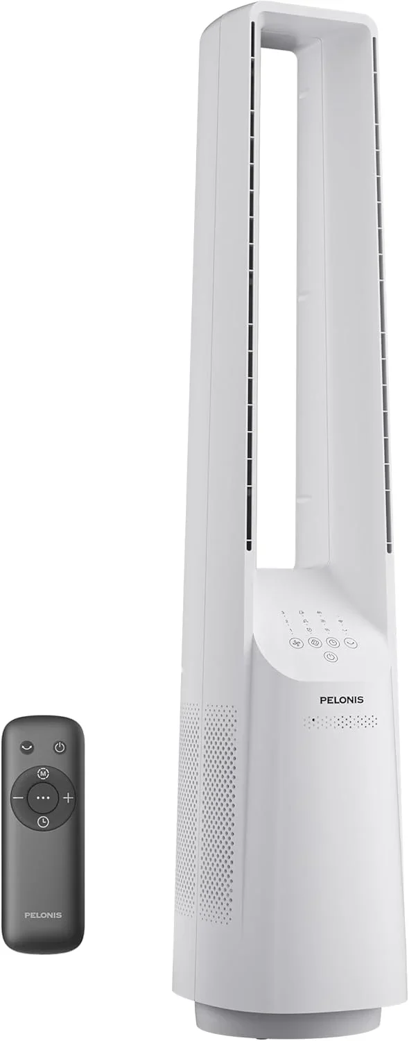PELONIS 40″ Smart Bladeless Fan for Bedrrom – Tower Fan, Alexa/Google/WiFi, DC Motor, 6 Speeds, 4 Modes, Remote, 7H Timer, 90° Oscillation, Safe for Home and Office