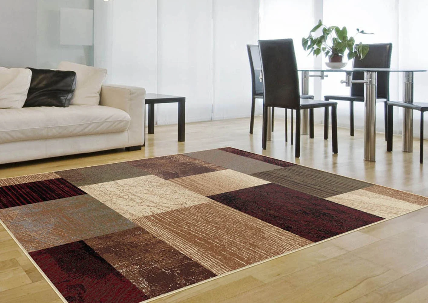 Tayse Elegance Area Rug 5210 Multi Boxes Squares 5′ x 7′ Rectangle