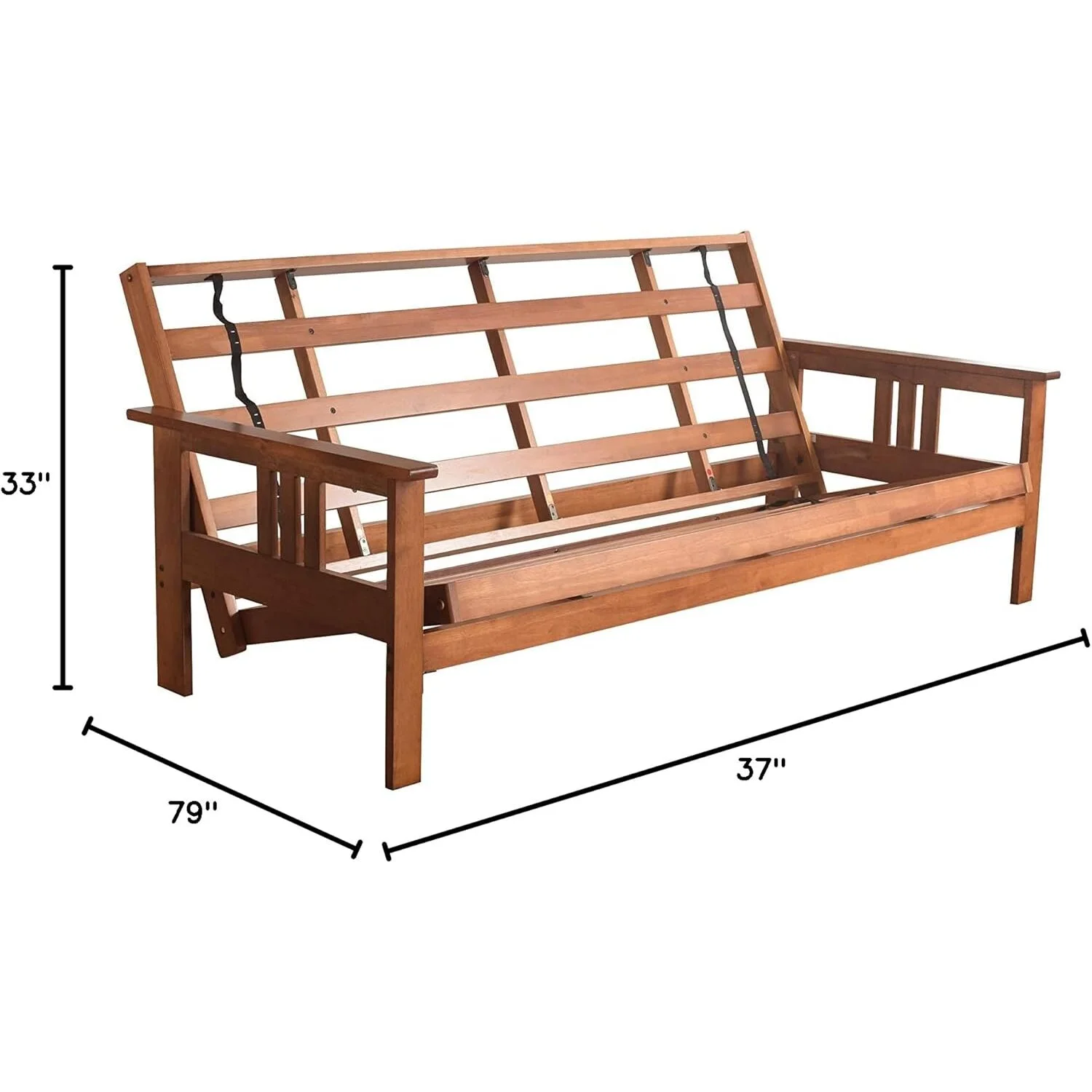 Homestock African Artifacts Full Size Futon Frame Set with Mattress, Easily Converts to Bed, Versatile Design Futon Frame for All Spaces, 33"H x 79"L x 37"D-Color:Linen Charcoal,Size:Barbados