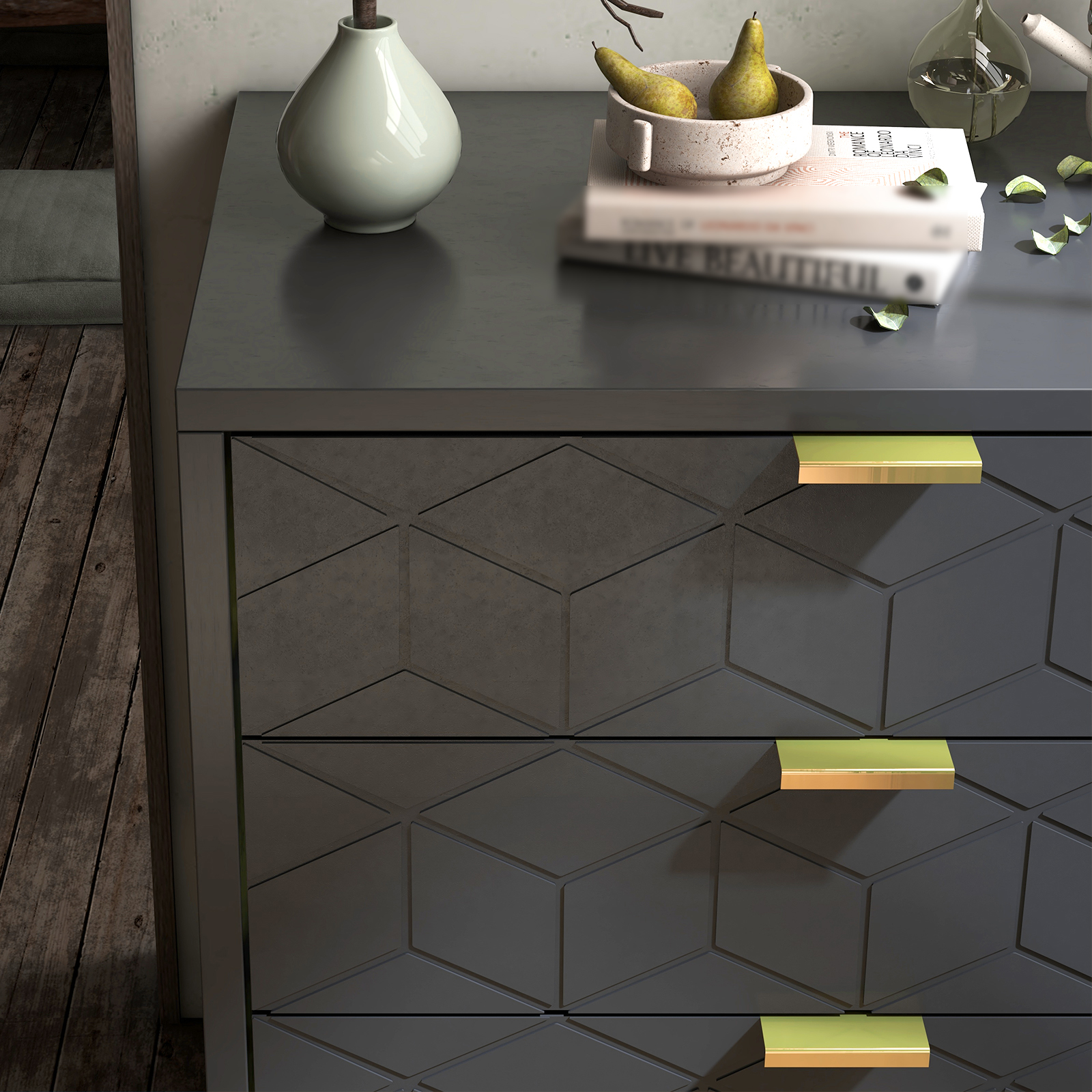 3 Drawer Dresser for Bedroom, Modern Chest of Drawers with 3 Drawers, Tall Nightstand with Metal Base and Metal Handles, Storage Cabinet for Bedroom, Hallway, 15.7"D x 23.6"W x 24.8"H