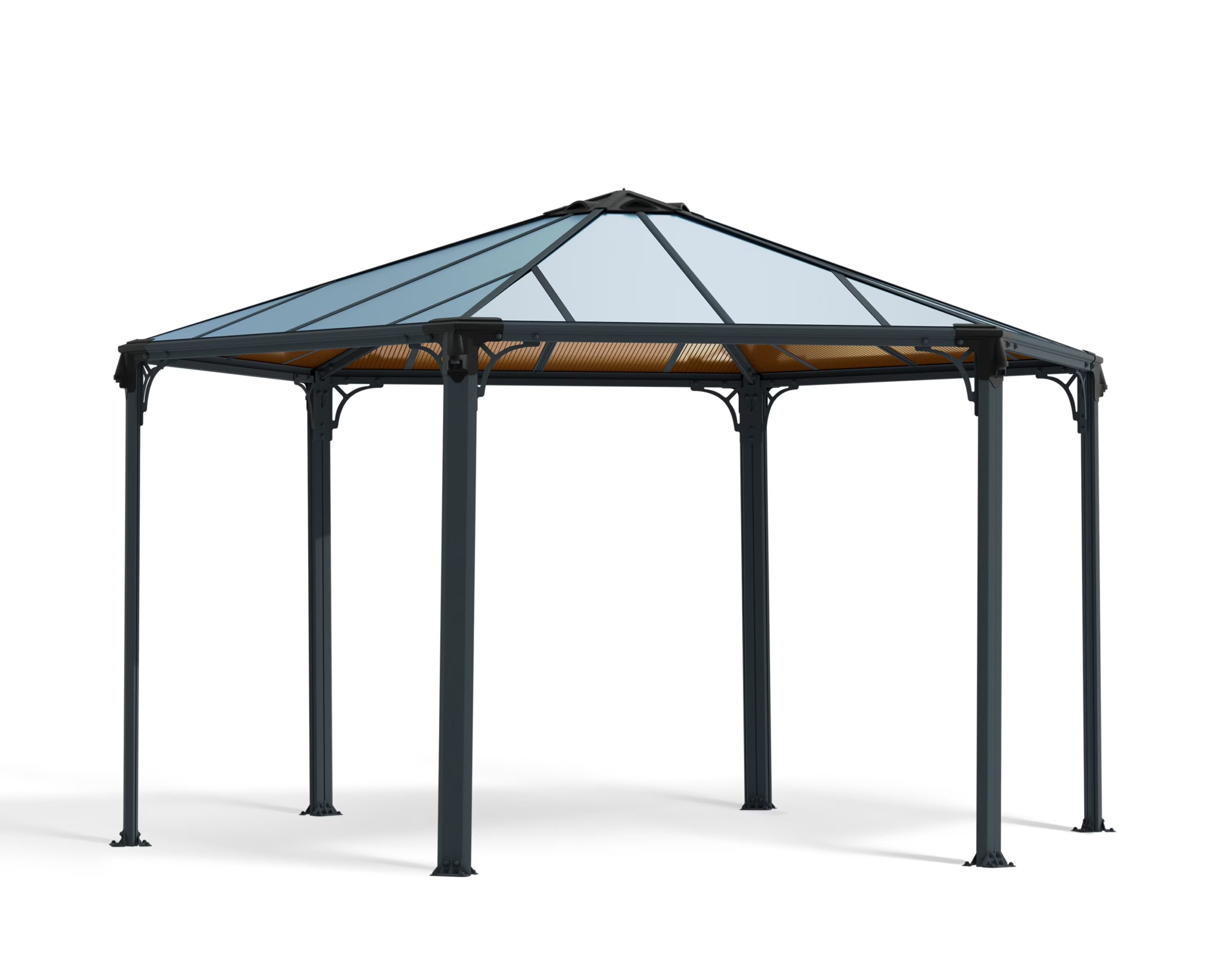Palram – Canopia Monaco 15′ x 13′ Polycarbonate/Aluminum Hexagon Gazebo – Gray/Bronze