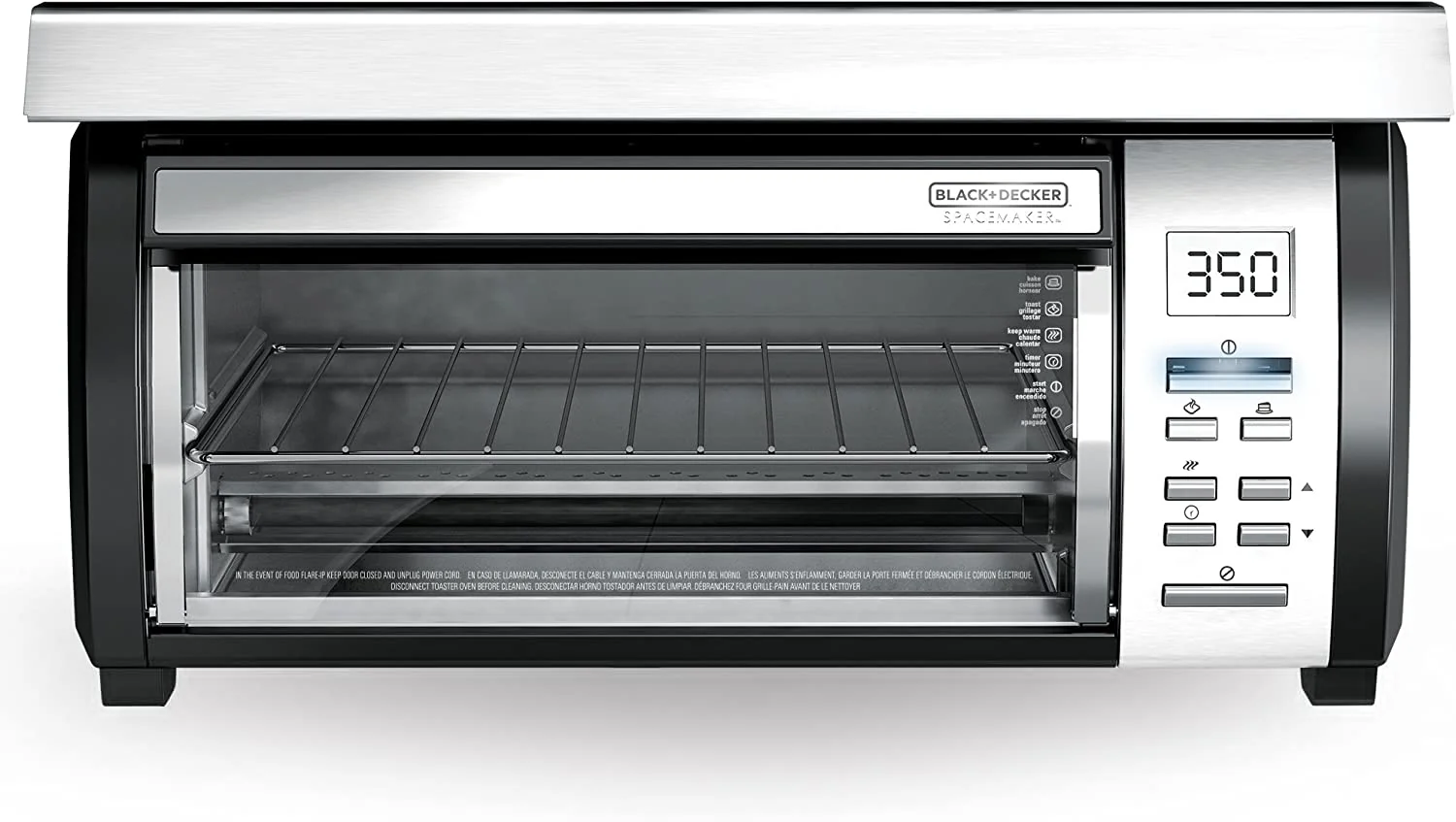 BLACK+DECKER SpaceMaker Under-Counter Toaster Oven, Digital Controls, Black/Stainless Steel, Fits 9″ Pizza, TROS1000D