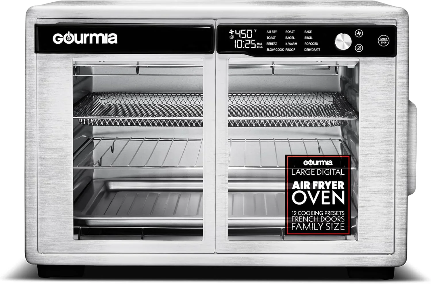 Gourmia French Door Air Fryer Oven – 37 Qt Large Capacity Convection Toaster Oven
