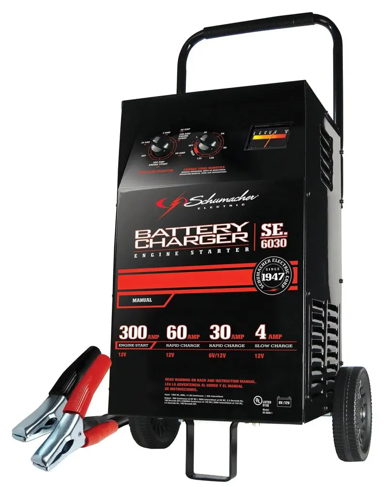 Schumacher Wheeled Battery Charger And Engine Starter, 300 Crank Amps, 6V/12V – SC1446