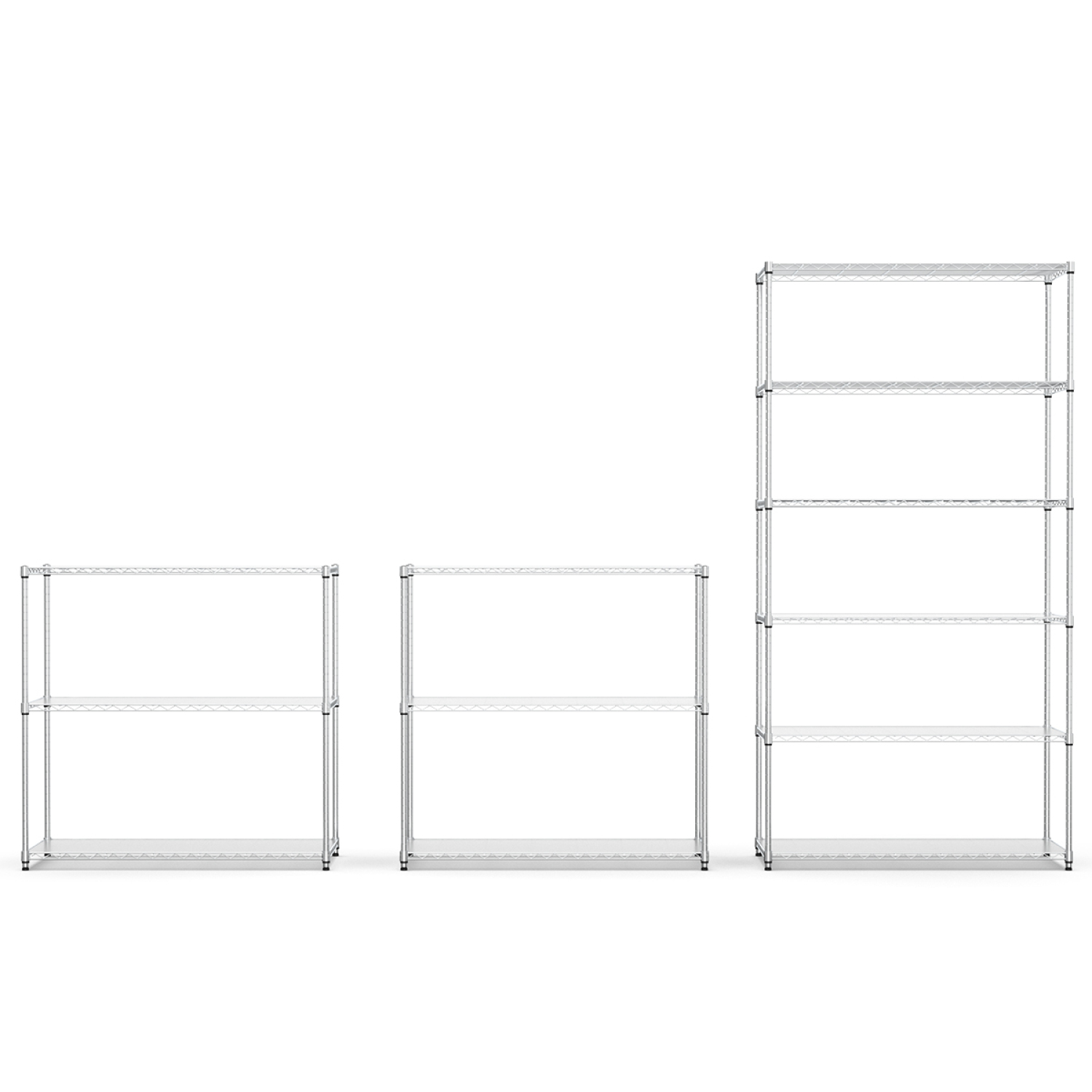 Holaki 3 Tier NSF Metal Shelf Wire Shelving Unit - Set of 2, 1050lbs Capacity Heavy Duty Adjustable Storage Rack with Shelf Liners, Chrome (48" H x 48" L x 18" D)