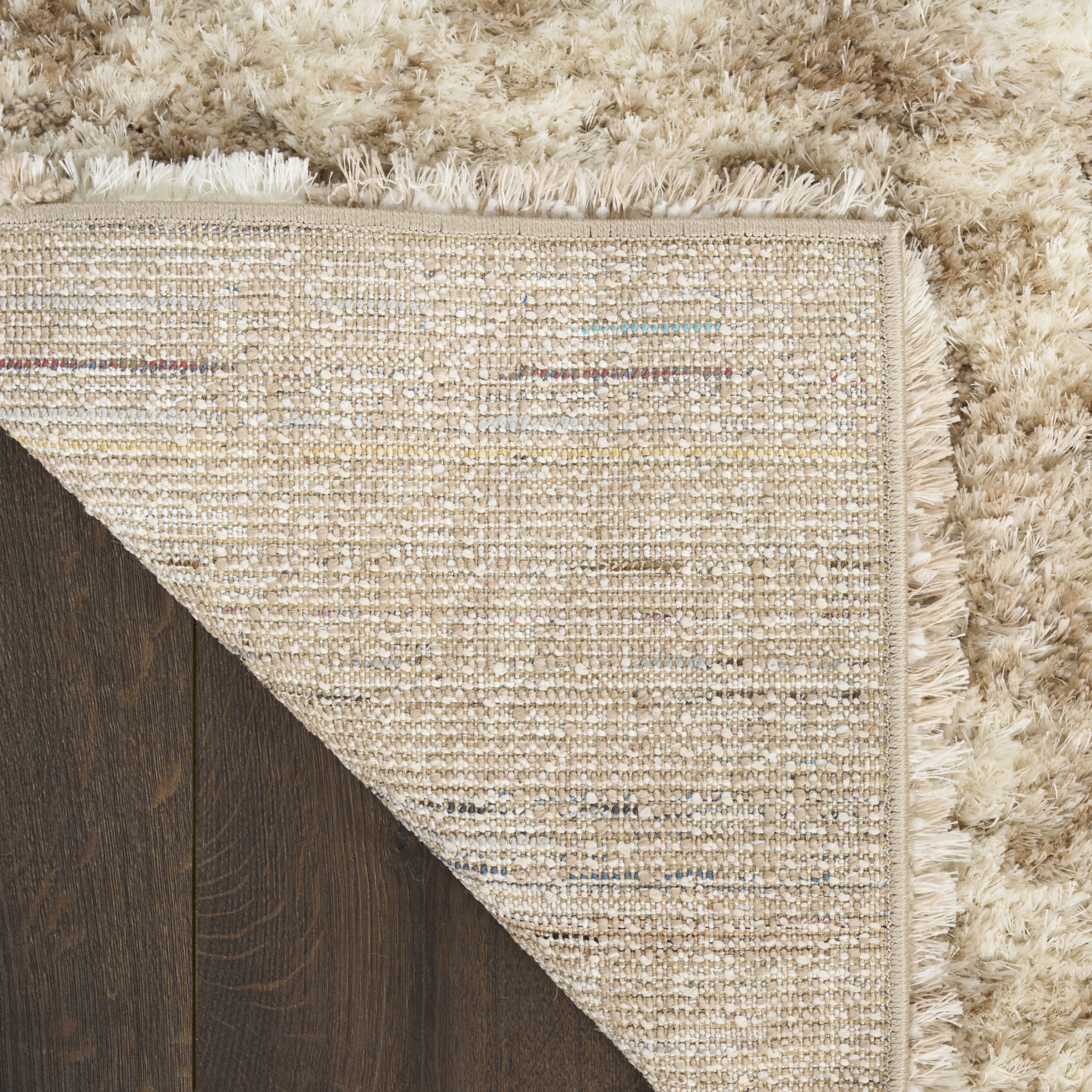 Nourison Luxurious Shag 5'3" x 7'3" Ivory Dark Beige Modern Indoor Rug