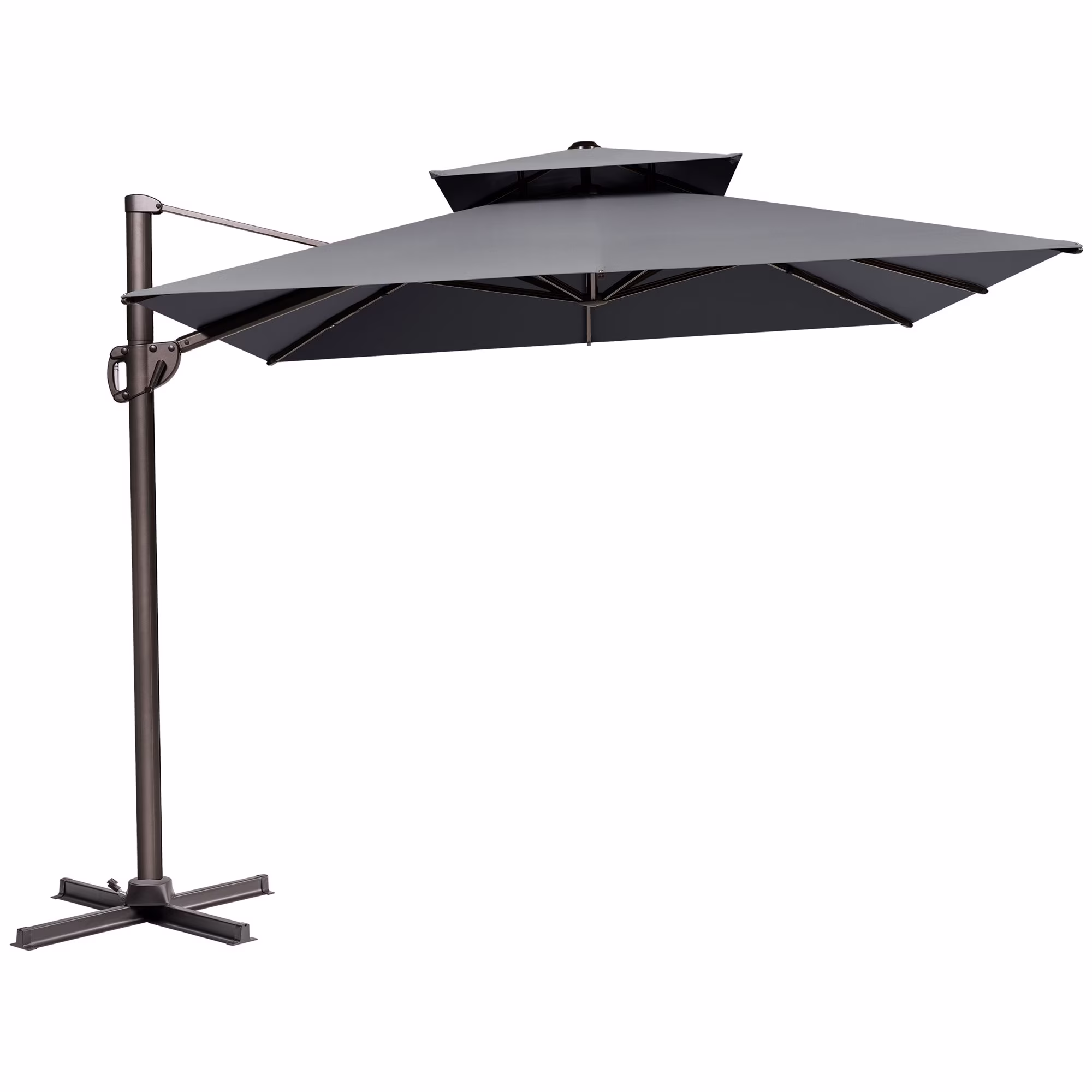 Pellebant 11 ft. x 9 ft. Rectangular Double Top Patio Cantilever Umbrella, Black