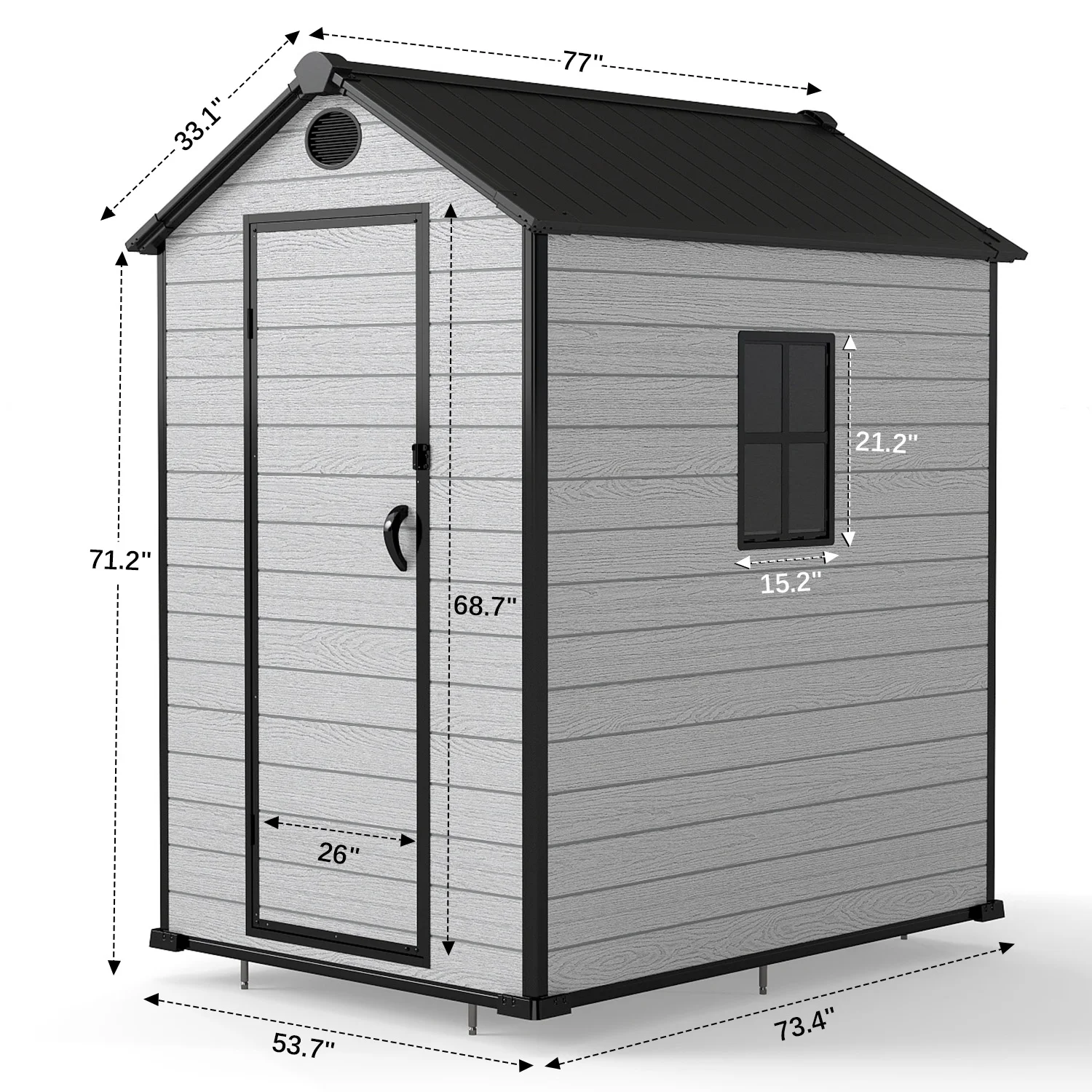 ZYJOYY 4'x 6' Resin Outdoor Garden Tool Storage Shed w/ Window, Grey
