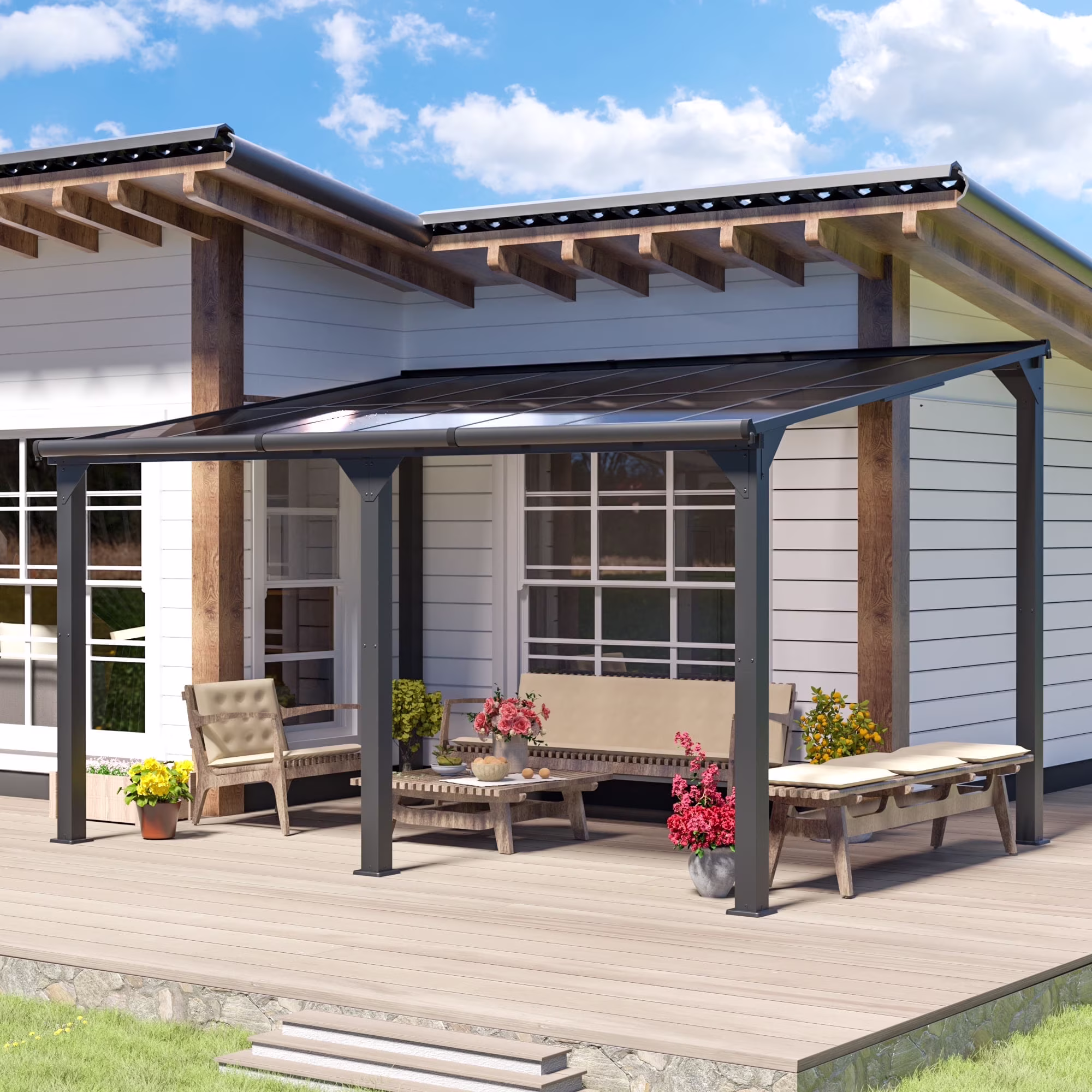 Jaxpety 14 x 10 ft. Hardtop Gazebo Outdoor Awnings for Patio, Backyard, Porch
