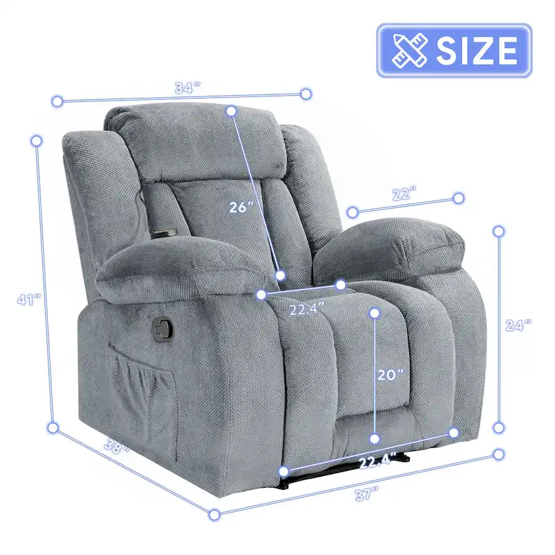 Super Comfortable Standard Size Heating and Massage Recliner Chair