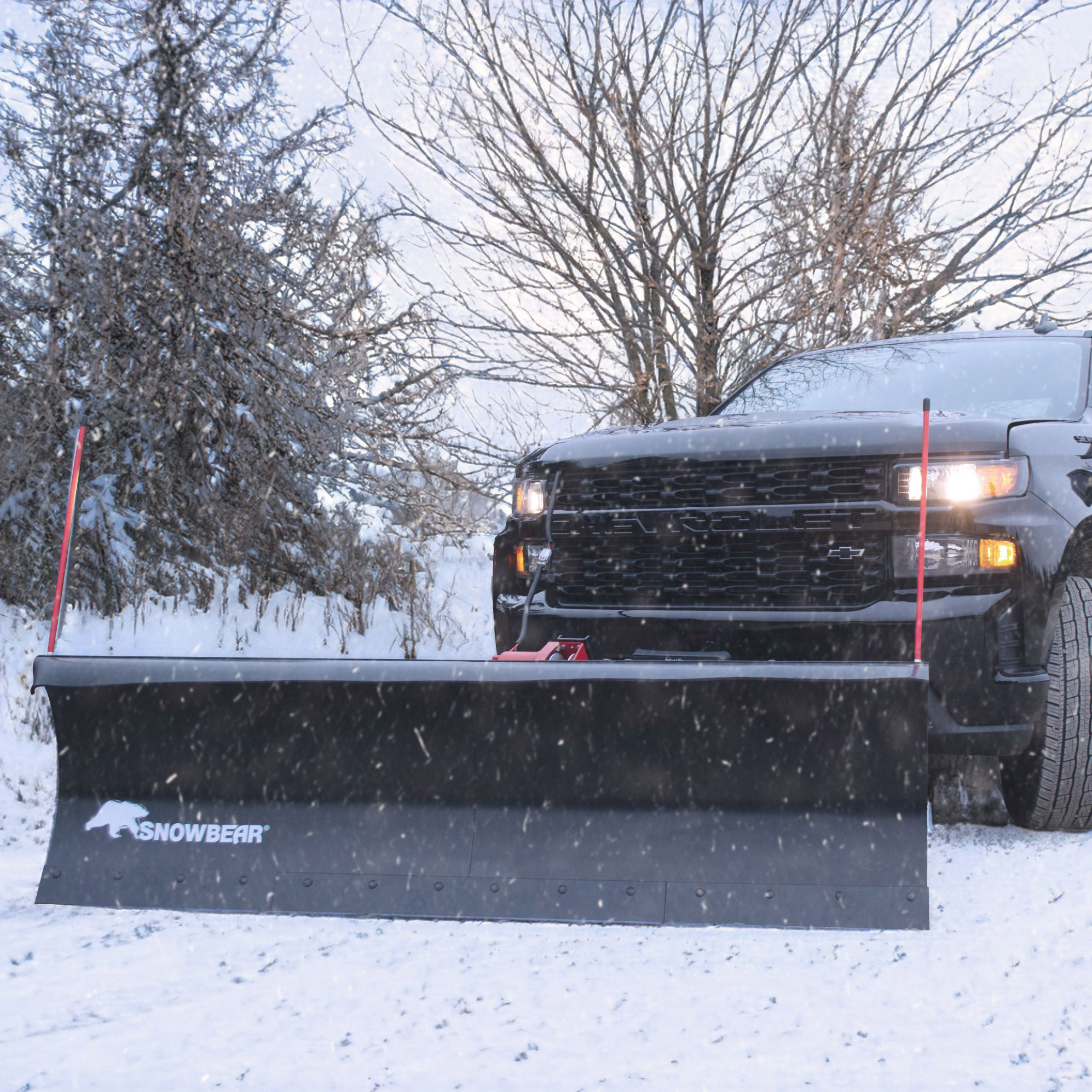 SnowBear UNIVERSAL 82-Inch x 19-Inch Hitch-Mounted Winch Driven Snowplow